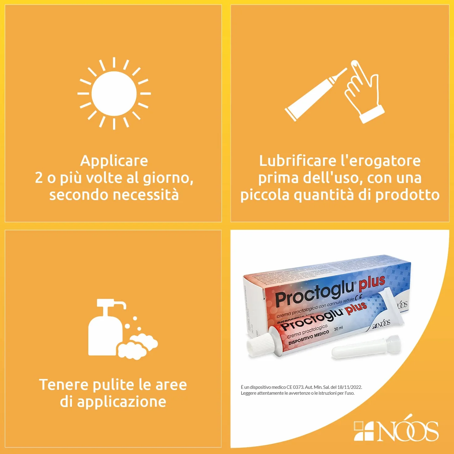 Nóos Proctoglu Plus Crema Emorroidi e Ragadi 30ml Pomata Emorroidi Esterne e Interne con Applicatore Rettale