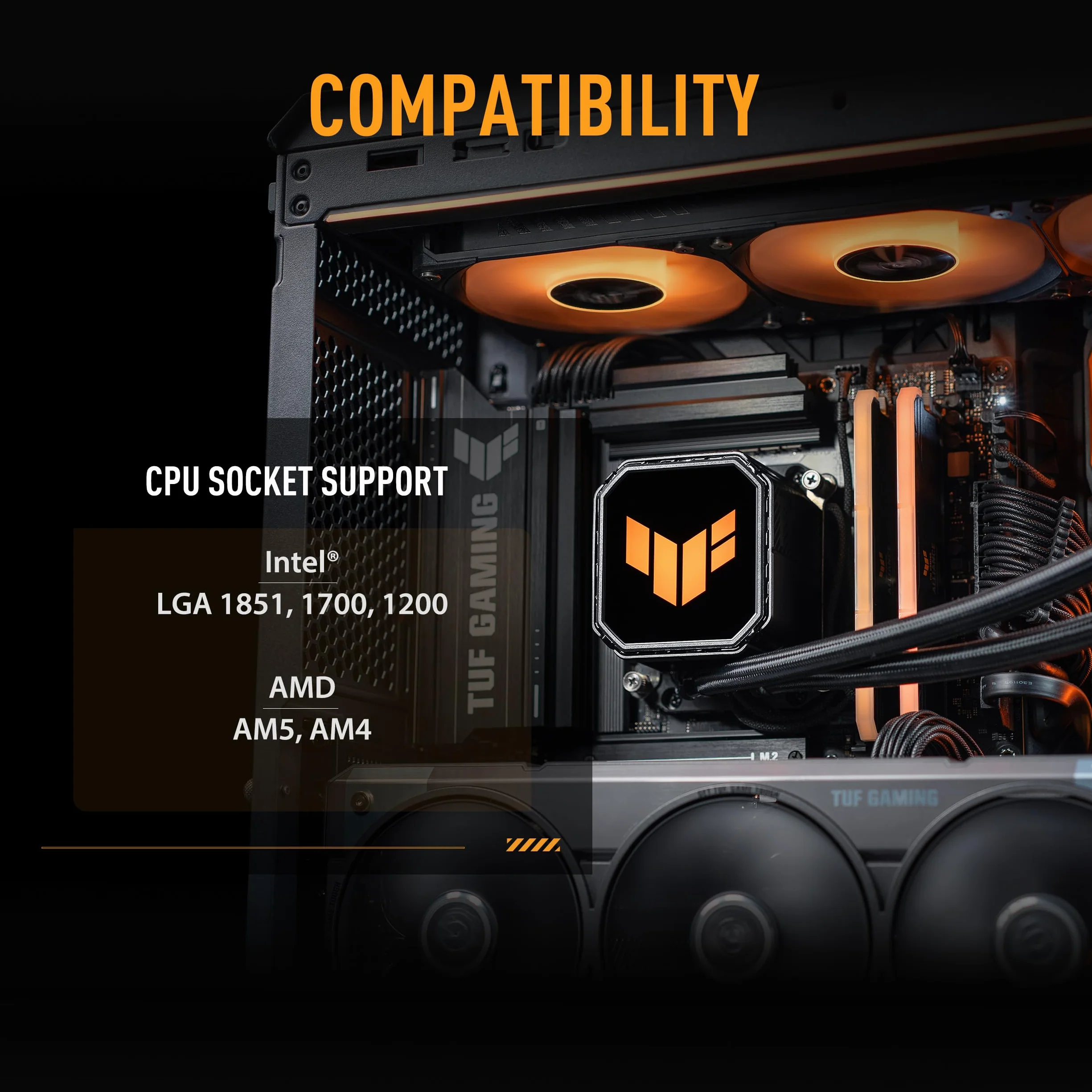 ASUS TUF Gaming LC III 360 ARGB, Dissipatore a Liquido All-in-One con Tripla Ventola TUF Gaming MF-12 Preinstallata e Integrata, Tubi da 400 mm Rinforzati, Software ASUS InfoHub, Nero