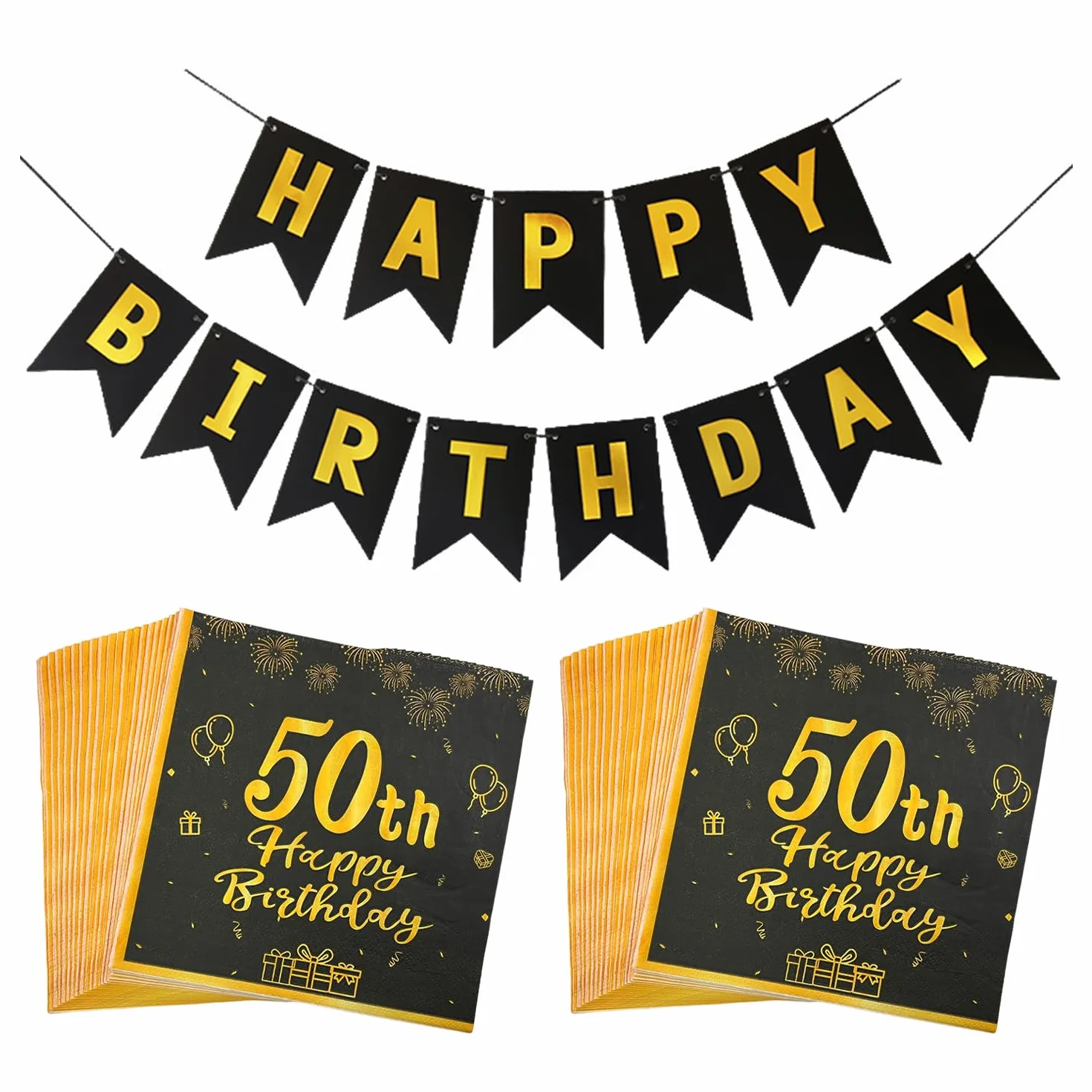 Fazzoletti per 50° Compleanno, Bandiera di Compleanno, Tovagliolo Decorativo Festa