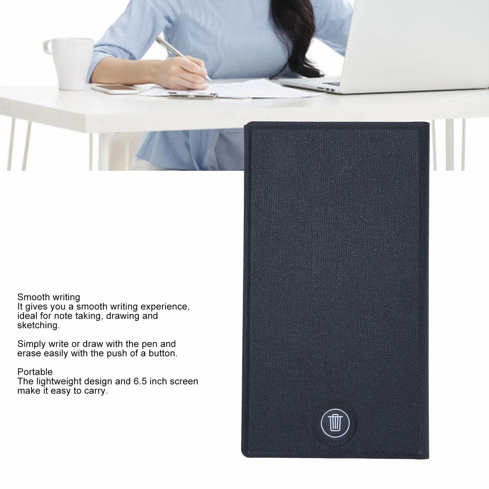Tablet di Scrittura LCD per Adulti 6,5 Pollici, Tavolo da Disegno a Schermo Intero, Blocco Note Digitale Riutilizzabile con Penna Stilo
