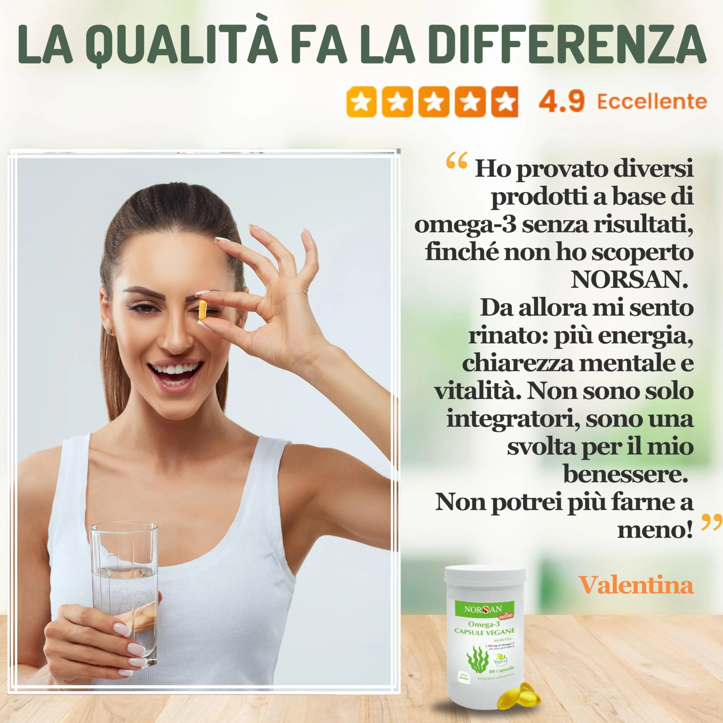 NORSAN Omega 3 Vegan Capsule 80 pezzi 1700 mg EPA DHA vegetale senza reflusso