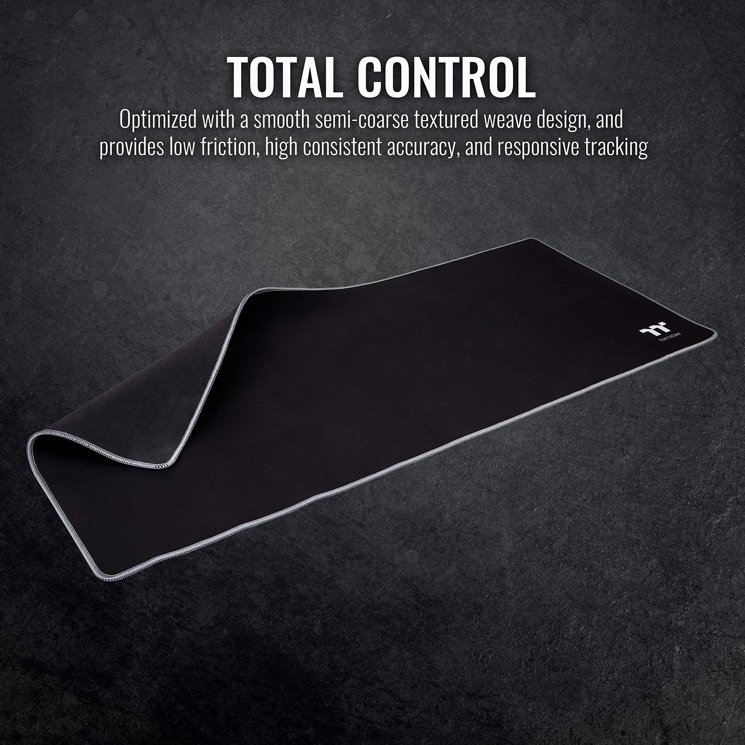Thermaltake M700 Tappetino per mouse da gioco con superficie liscia/bordo da cucito solido/resistente agli spruzzi/base in gomma antiscivolo, 900 mm x 400 mm, MP-TTP-BLKSXS-01