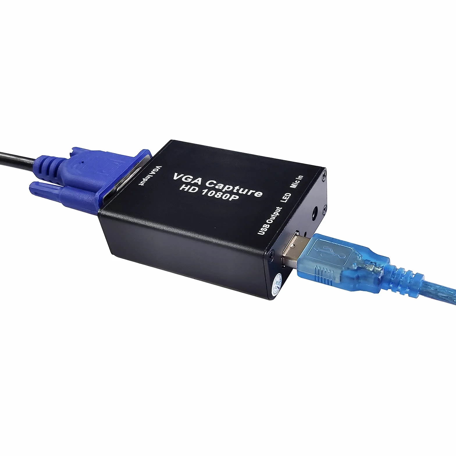 Convertitore video VGA a USB 2.0, dispositivo di acquisizione audio e video, plug-and-play, strumento di acquisizione video HD 1080p senza unità USB per Windows, Linux e Android