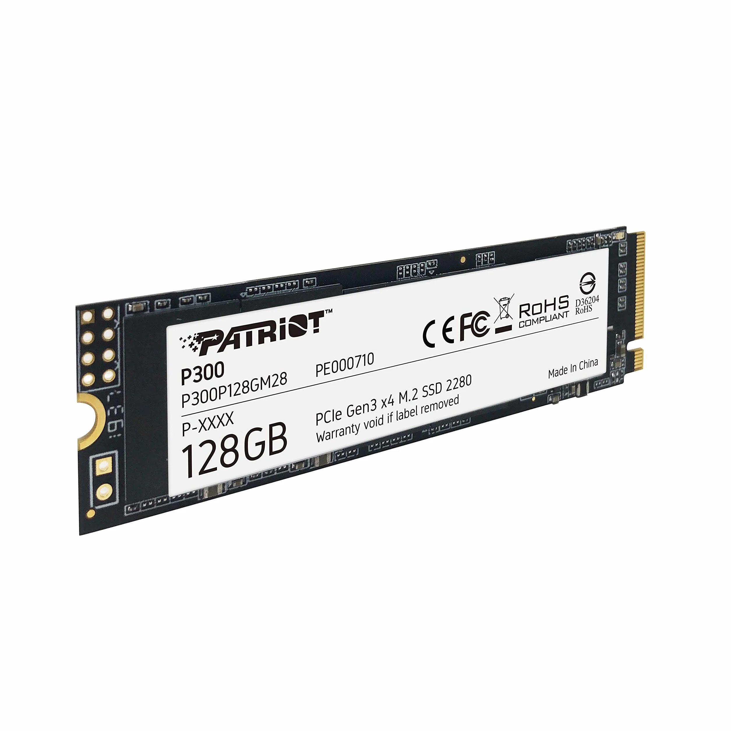 Patriot P300 M.2 2280 PCIe gen 3x4 NVMe SSD 128GB Unitá a Stato Solido interno SSD a Basso Consumo - Velocità Lettura e Scrittura Sequenziale Fino a 1600 MB/s e 600 MB/s