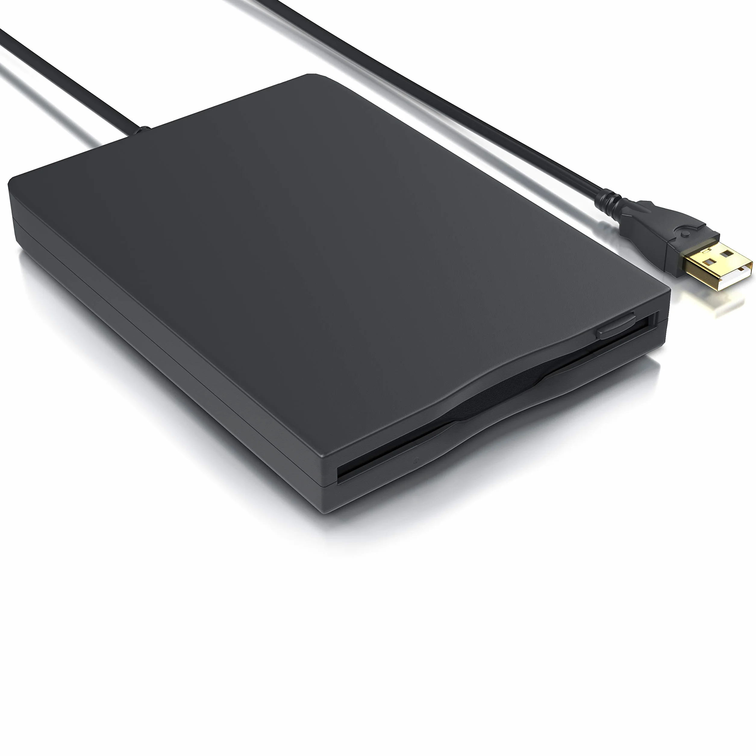 CSL - Lettore Floppy Esterno USB FDD 1,44MB 3,5 Pollice - PC e Mac - Slimline Floppy Disk Drive Esterna - Portatile - Plug e Play - Nero - Compatibile con Windows 10