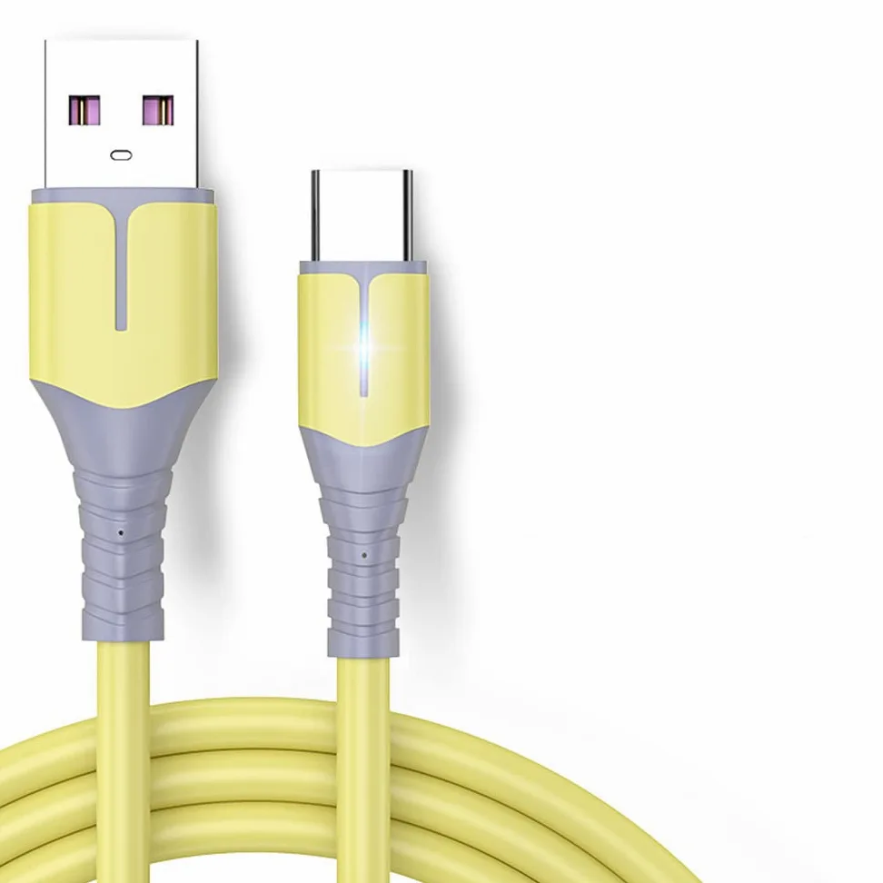 Cavo USB C 5A Cavo di ricarica veloce, USB A a Tipo C Cavo di trasferimento di sincronizzazione dati, Cavo di ricarica USB C, Cavo dati - Giallo 2M 200Pcs/Case