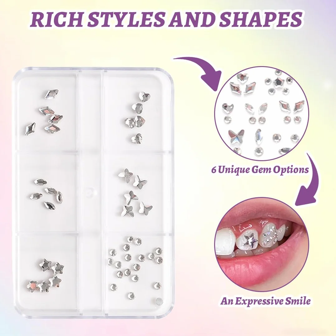 Brillantini per Denti 48 Pezzi Set Gemme Dentali Tooth Gems Grillz Strass Accessori
