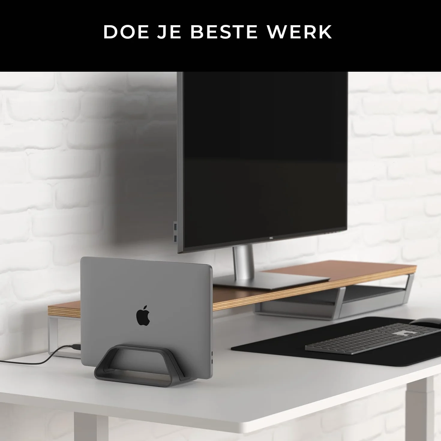 HumanCentric Supporto verticale per MacBook, compatibile con MacBook Pro, supporto per MacBook Air, supporto per computer portatile per Apple Laptop Desk Stand supporto verticale in alluminio, nero