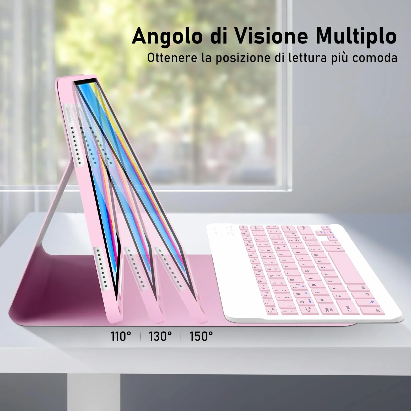Cover IPad A16 11/10 Generazione con Tastiera (11/10.9 Pollici, 2025/2022) - Italiano QWERTY Magnetico Rimovibile Bluetooth Tastiera, Custodia con Supporto Pencil per Ipad 11/10 Gen,Rosa
