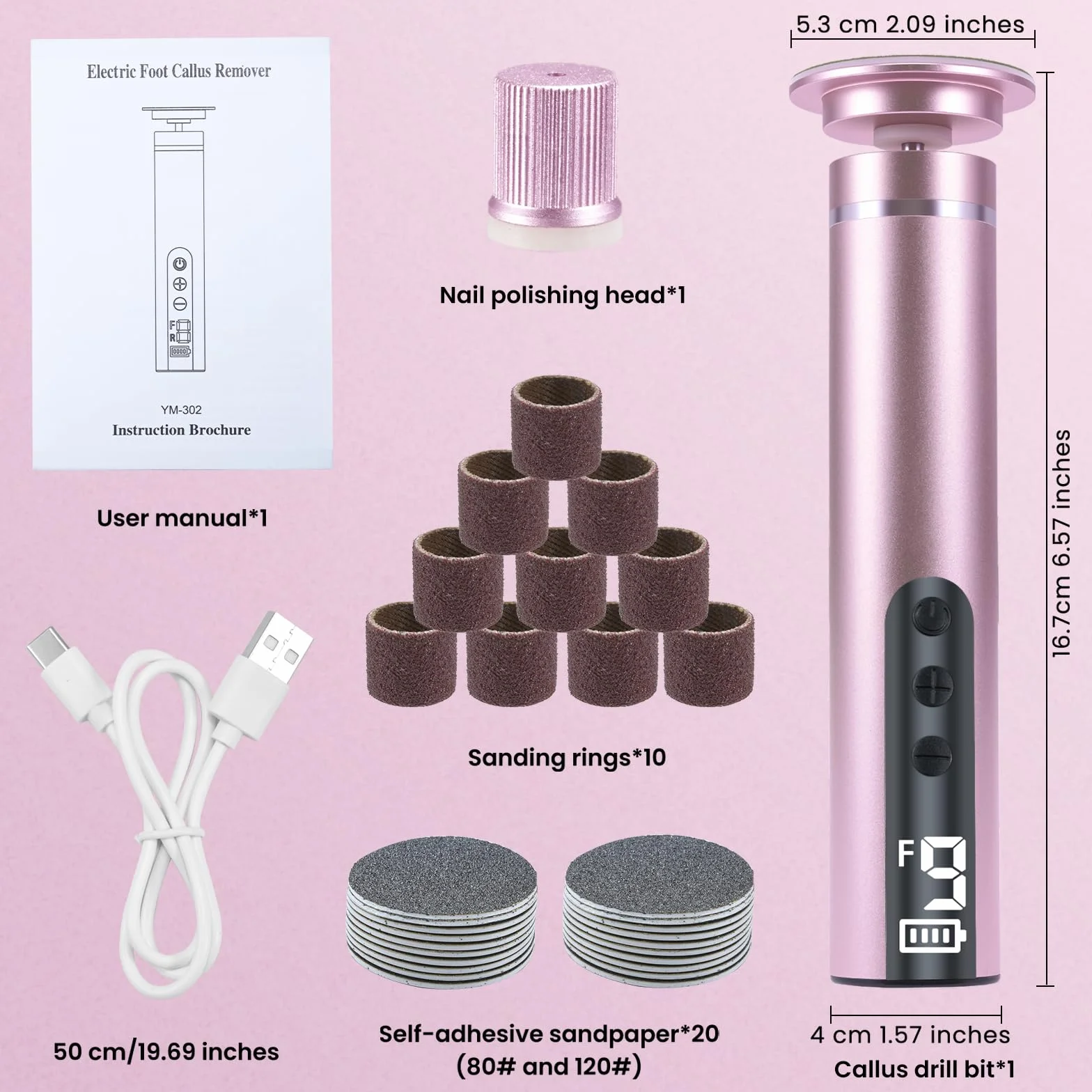 Pedicure Elettrico Professionale 2-in-1, 9 Velocità, 2000 mAh, Lima Piedi Talloni LCD, Rimozione Calli Pelle Morta