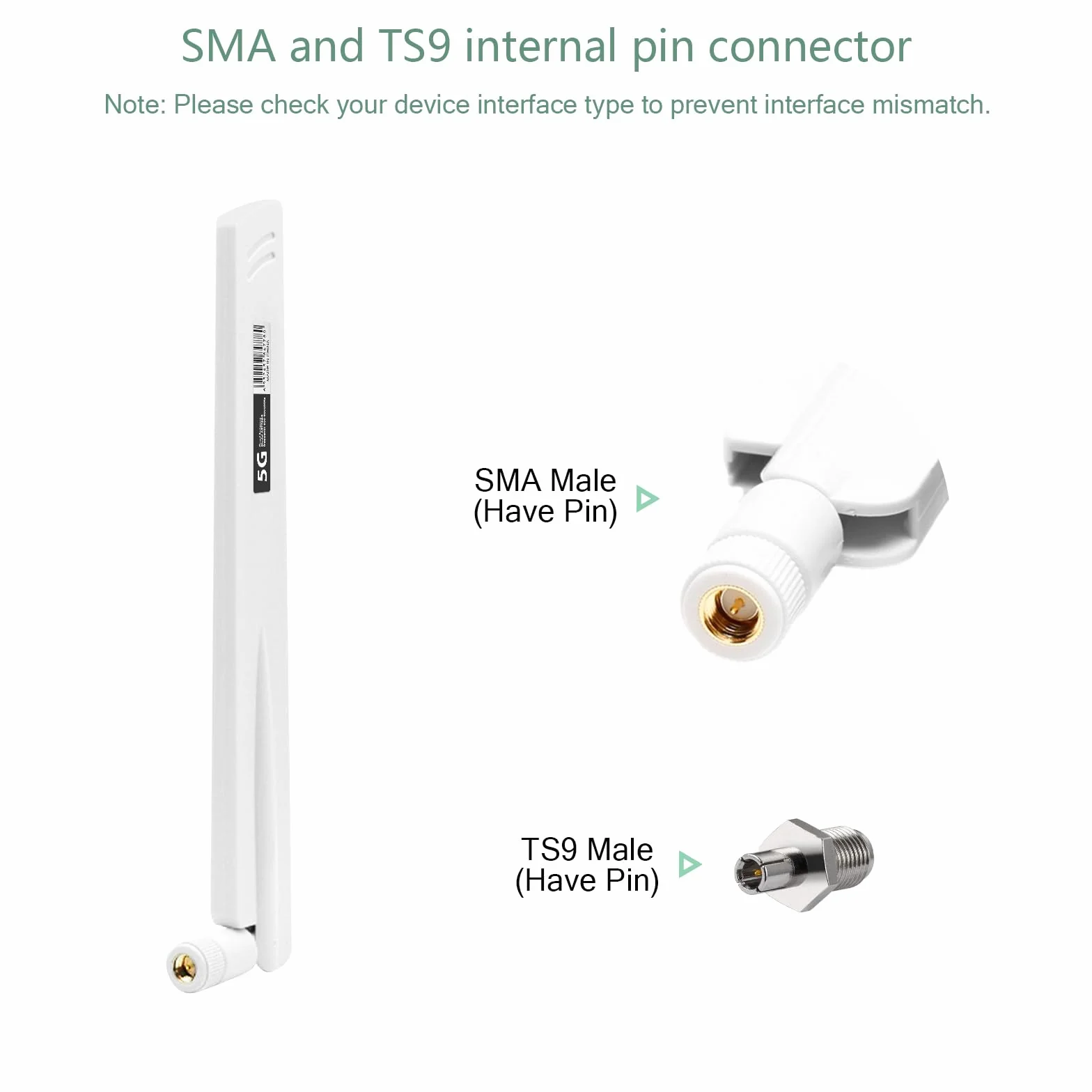 5G 4G Antenna LTE RP-SMA/TS9 Maschio WiFi Antenna Omnidirezionale 18DBI Amplificatori di Segnale,600-6000MHz,3G/4G/5G/GSM/GPRS,per Router Wireless,Schede PCI-E,Telecamera IP Sicurezza,Estensori-Bianco