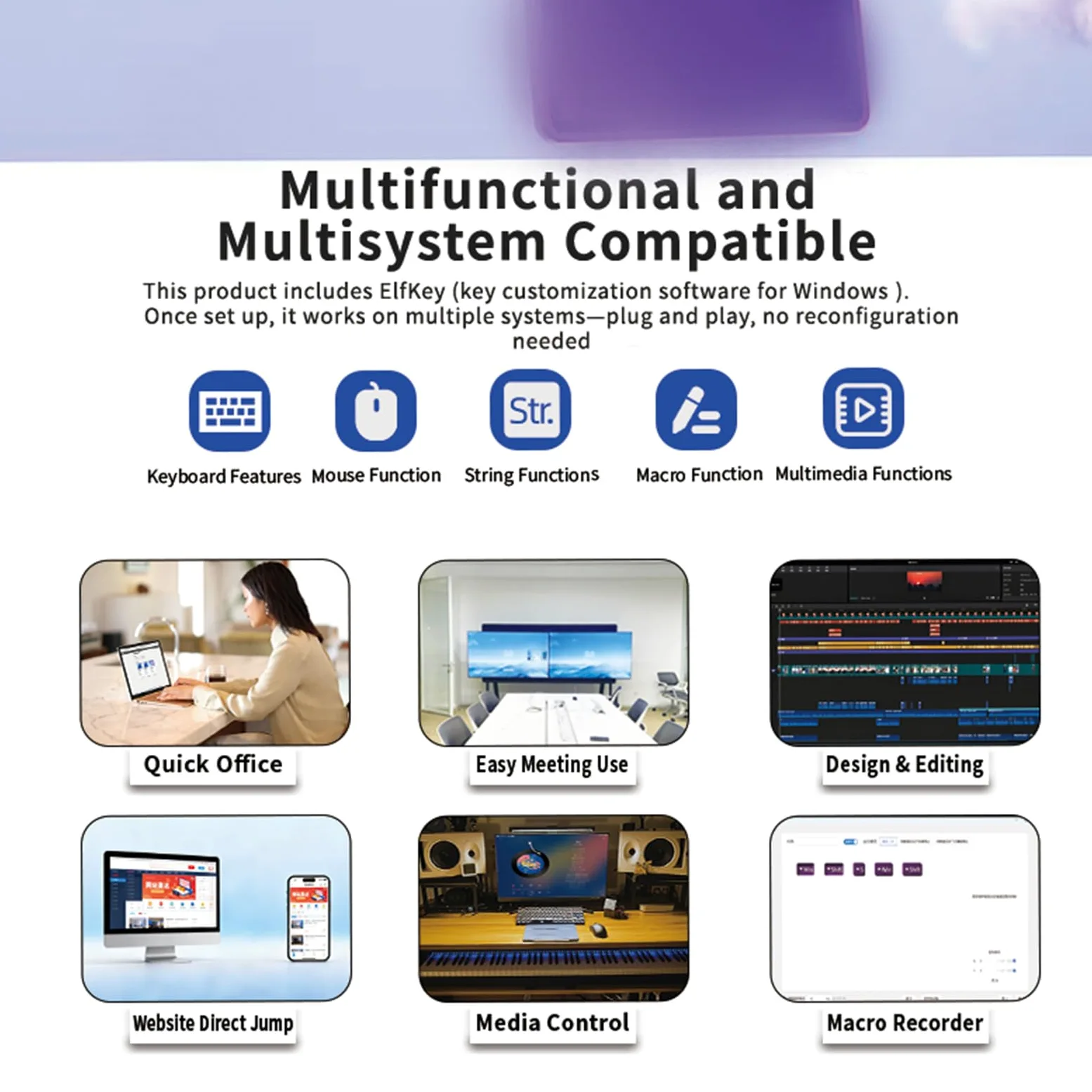 Tastiera palmare USB personalizzata, tastierino programmabile multifunzione, tastiera di registrazione Bluetooth portatile con 8 tasti, funzione copia e incolla per Android.