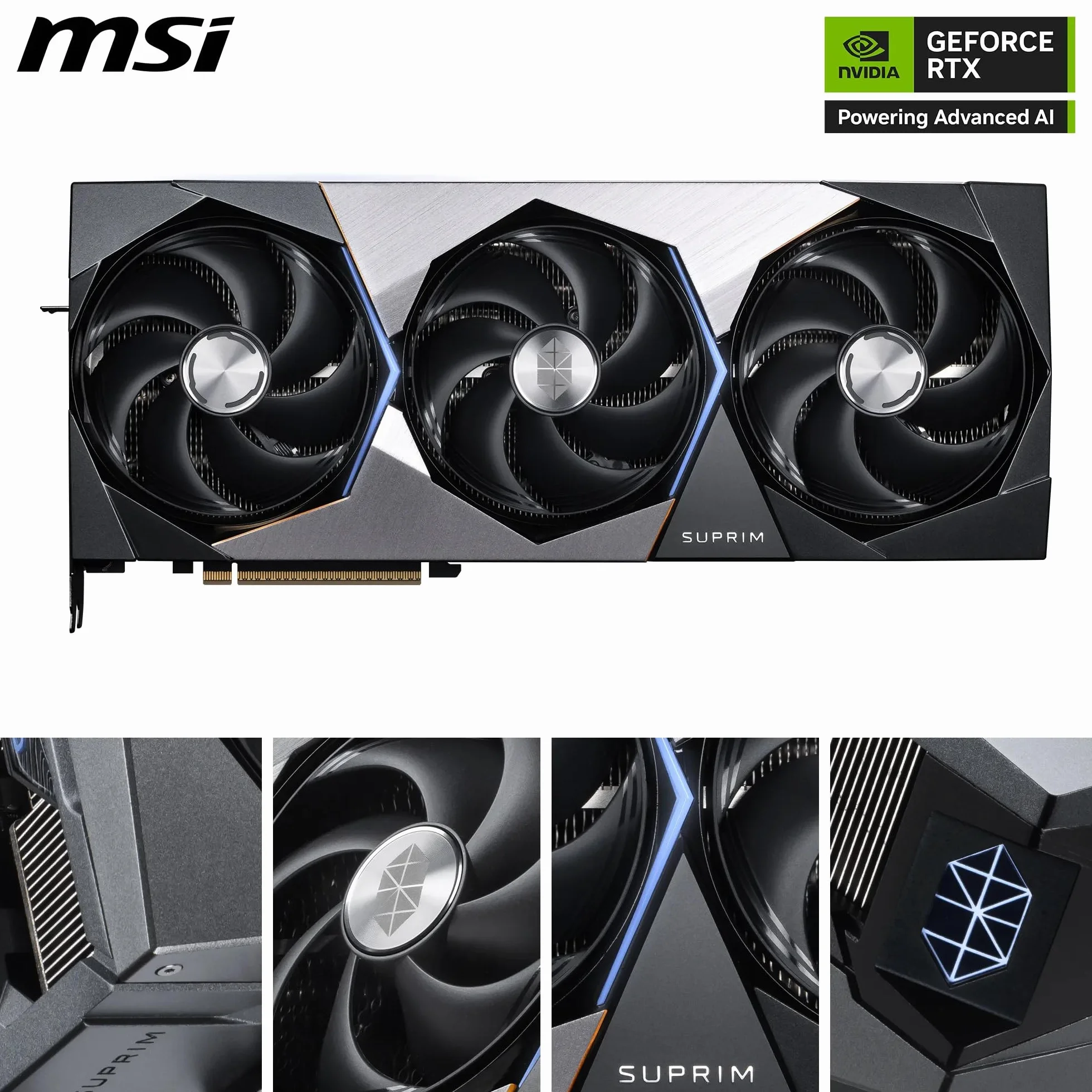 msi NVIDIA GeForce RTX 5090 32G SUPRIM SOC GDDR7 512bit, scheda video con frequenza di boost fino a 2580 MHz, PCIe Gen 5, DLSS 4, 3 porte DP 2.1, 1 porta HDMI 2.1, formato ATX