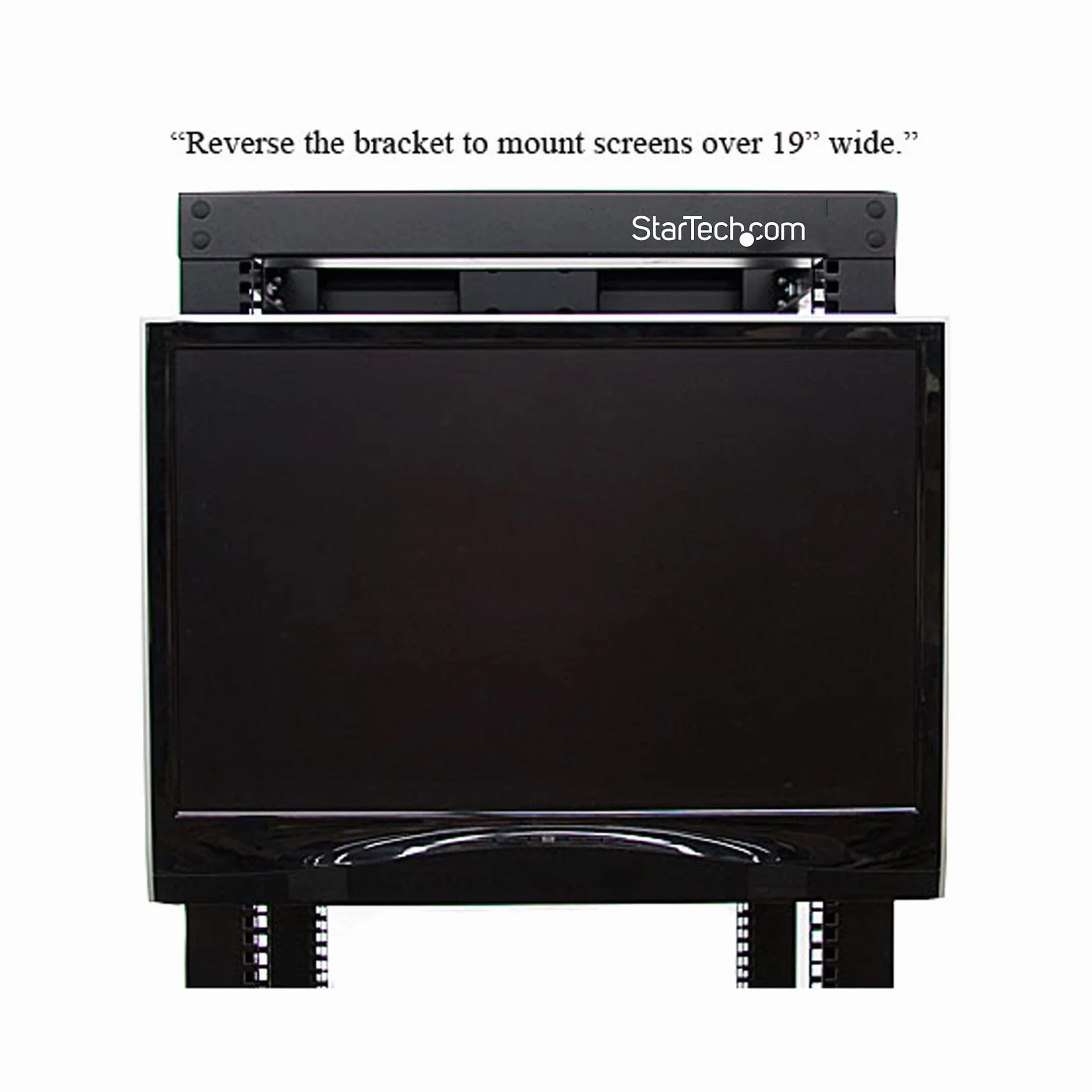 StarTech.com Staffa di montaggio 4U per display LCD VESA per armadi rack 19'', Supporto per monitor VESA universale in acciao pressato a freddo, Staffa 4U per server rack (RKLCDBK)
