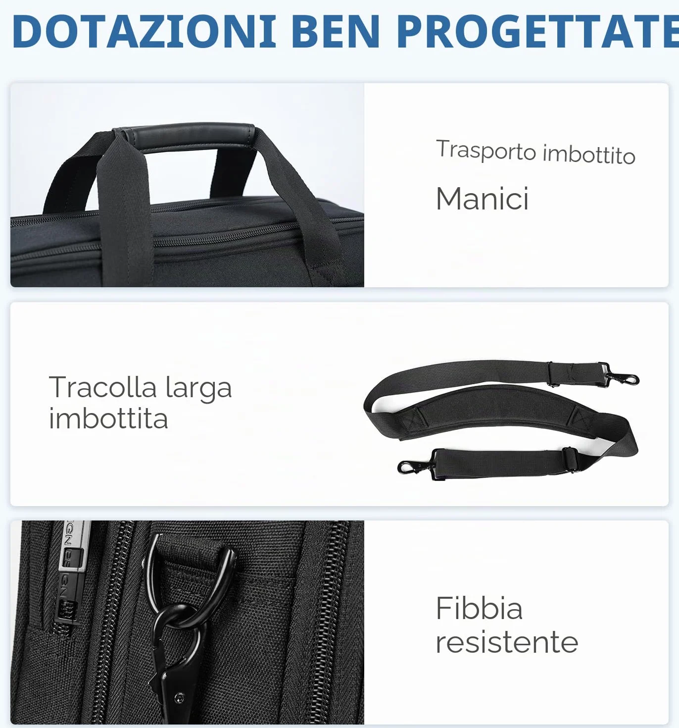 EMPSIGN Custodia per PC cartella, borsa porta PC 17,3 pollici espandibile a tracolla per uomo e donna idrorepellente, borsa a tracolla con protezione RFID in tela per lavoro e viaggio d’affari