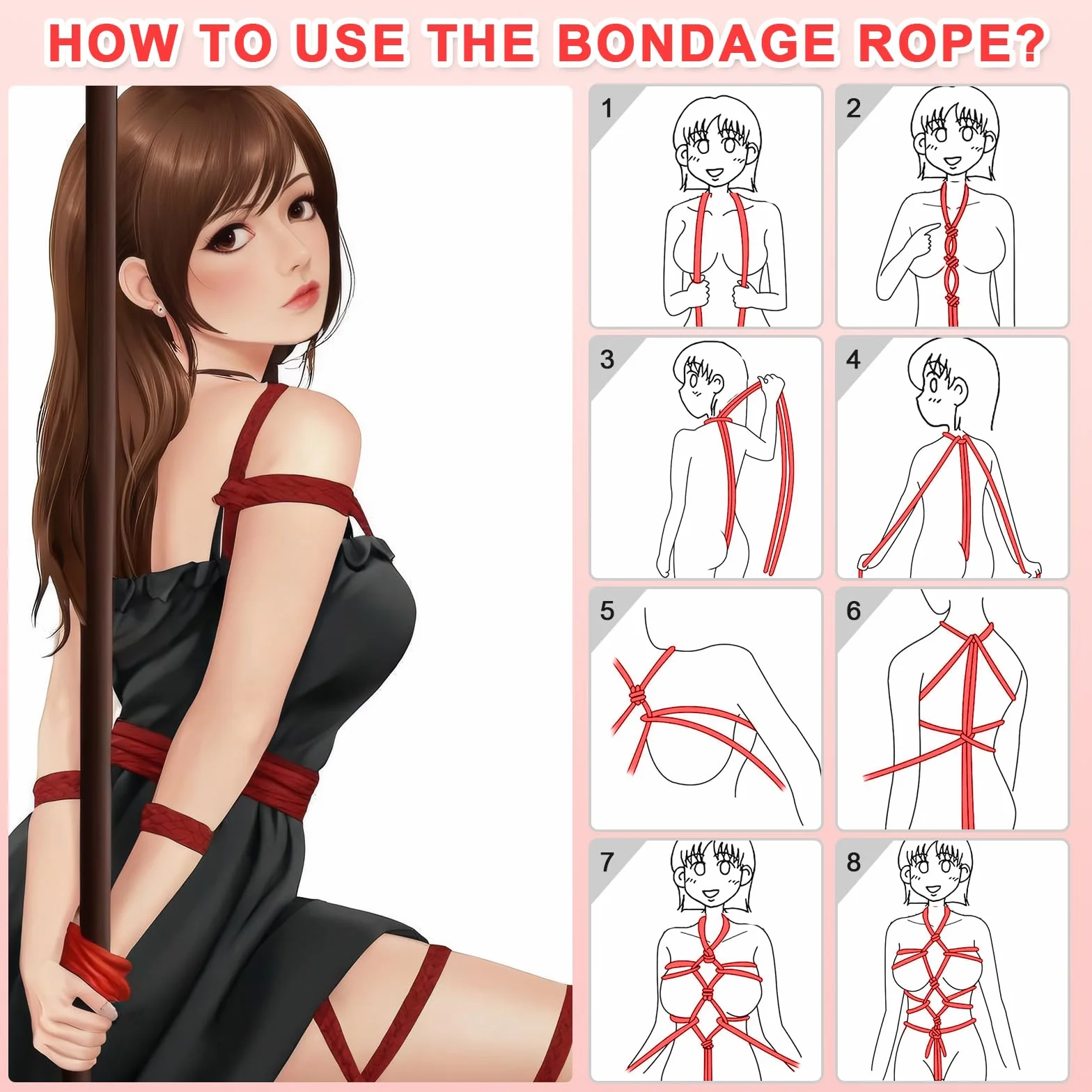 Qoosea BDSM Bondage Kit Corde di Cotone Premium 10m 3 Pack Rosso