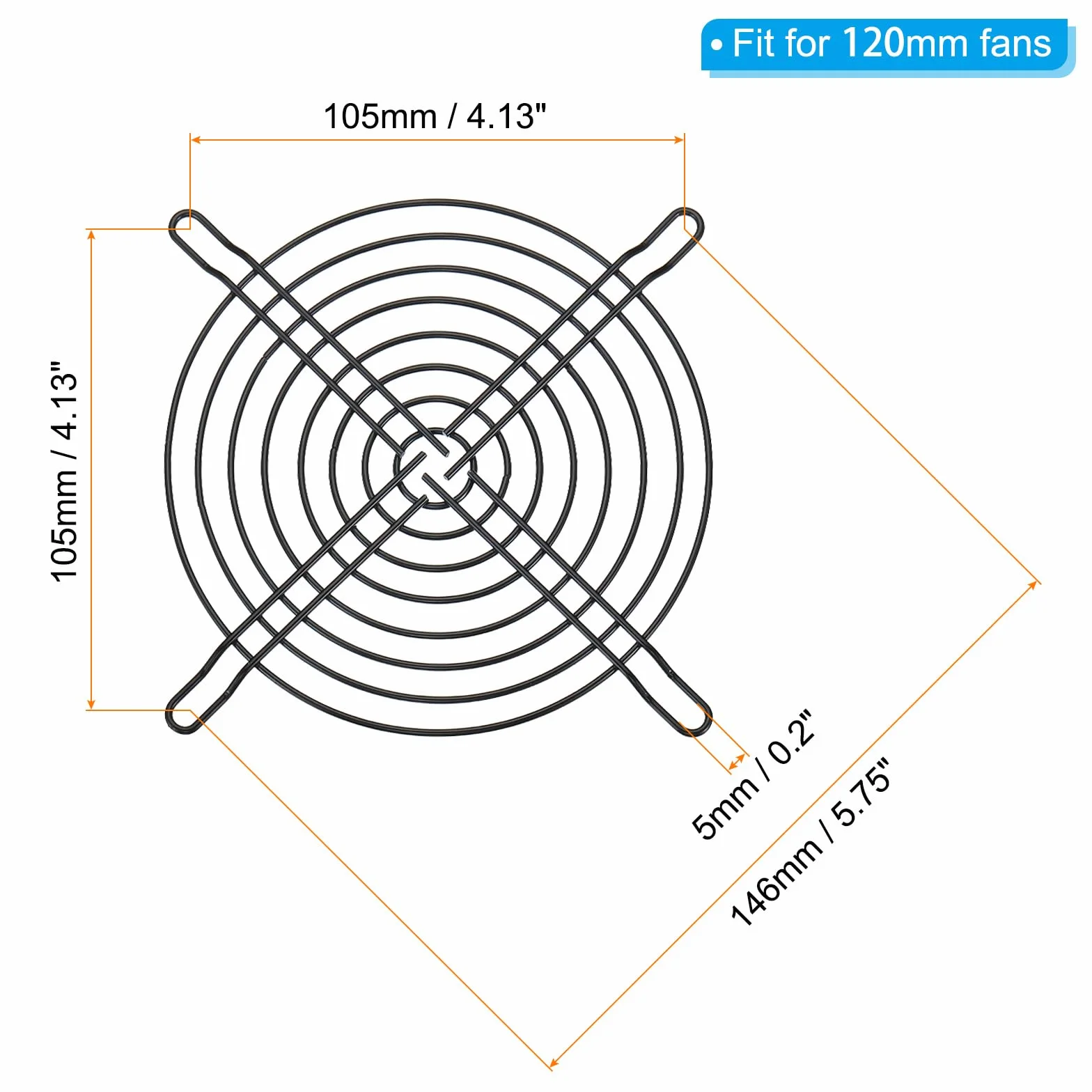 PATIKIL 120mm Ventola Griglia Griglia, 12pz Metallo Griglia Protezione Protezione Ventola Protezione Coperchio per 120x120mm Scarico Ventole per Attrezzature Computer Fai-da-Te, Nero