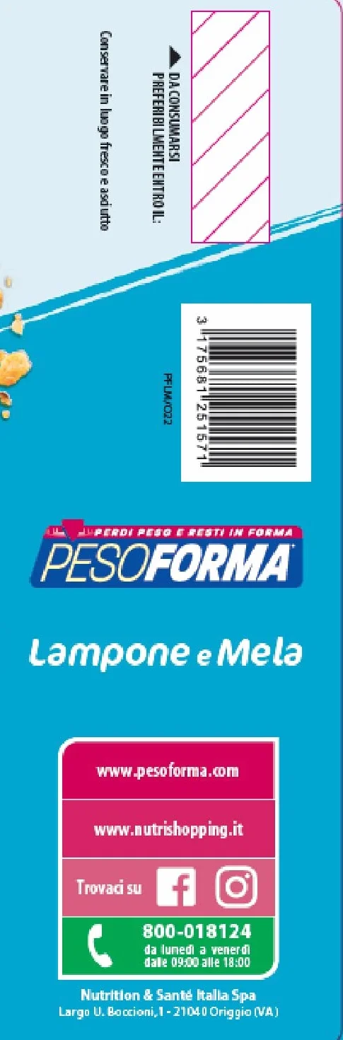 Pesoforma Biscotti Lampone e Mela, Pasto Sostitutivo Dimagrante, Ricco in Proteine, 8 Pasti, 236 Kcal, 90 Ml