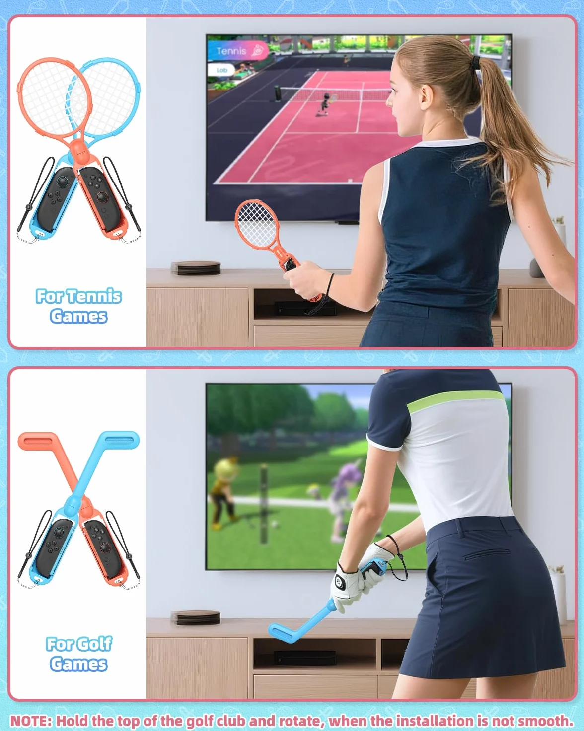 Set di accessori sportivi con stazione organizer per Nintendo Switch 2 (2025)/Switch/OLED, kit sportivo universale per feste in famiglia, Golf/Tennis/Danza/Spada/Calcio per Joycon e supporto
