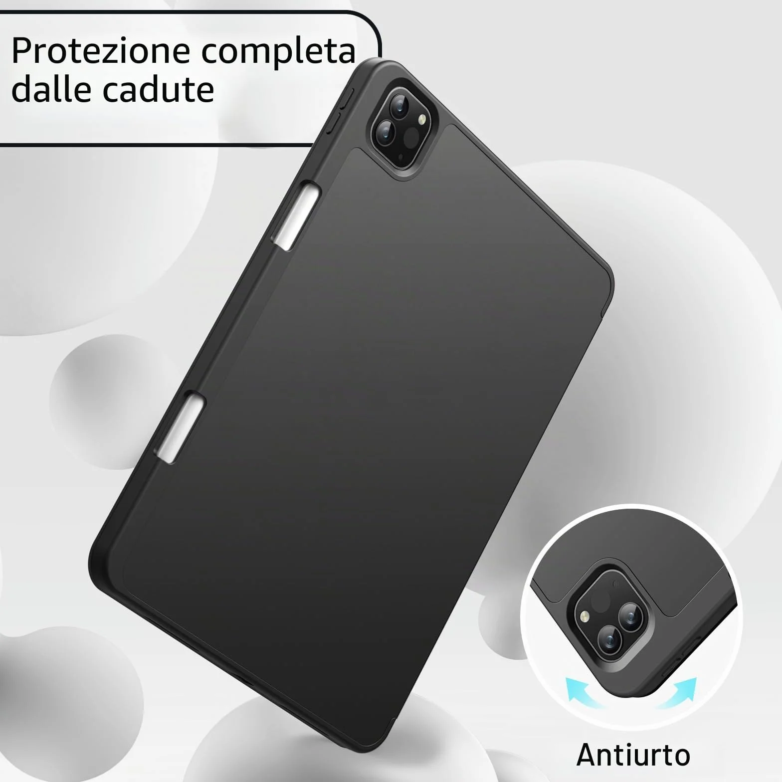 JETech Custodia iPad Pro 11 Pollici 2022/2021/2020 Portapenne Ricarica Pencil 2a Gen Cover TPU Sottile Nero