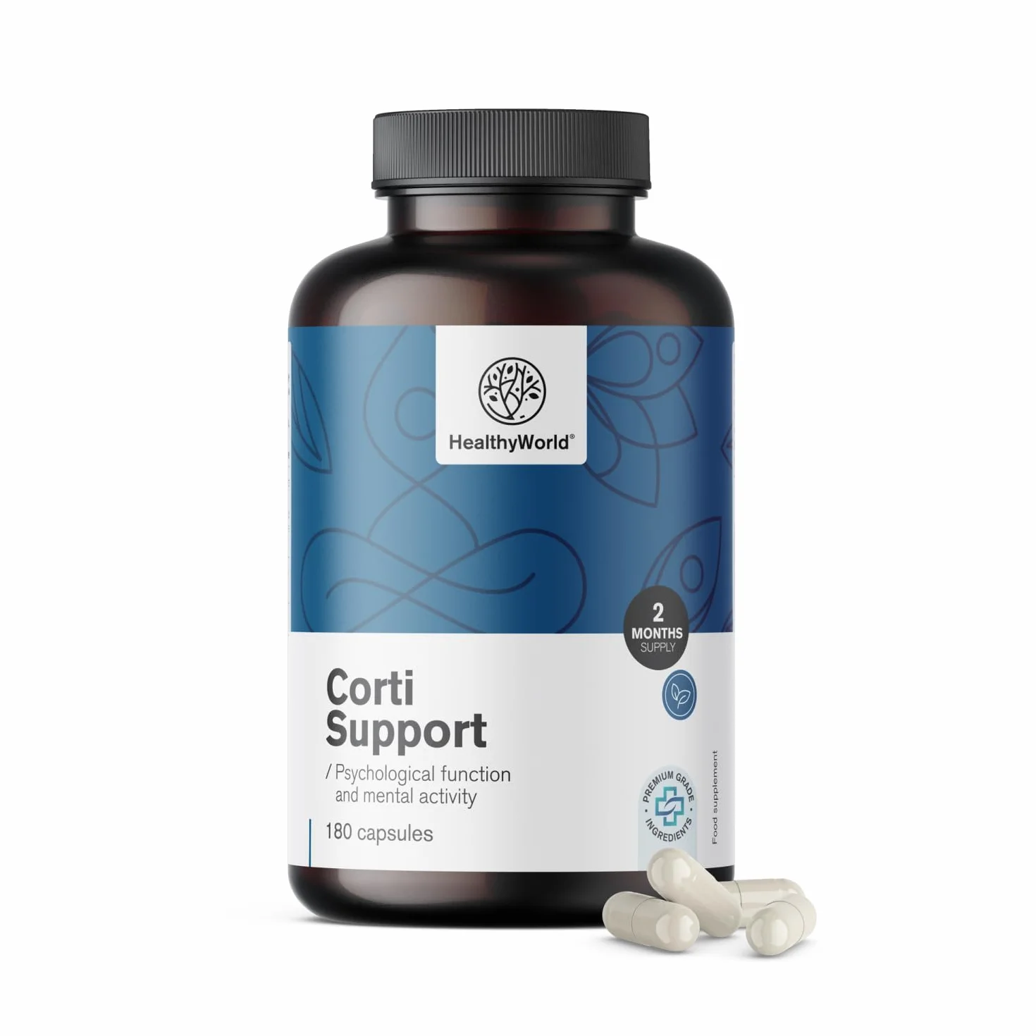 HealthyWorld Corti Support 180 capsule Ashwagandha Rodiola Rosea L-teanina Zinco Pepe nero Vitamina C1 B1 B5 B6 Equilibrio ormonale Formula vegetariana