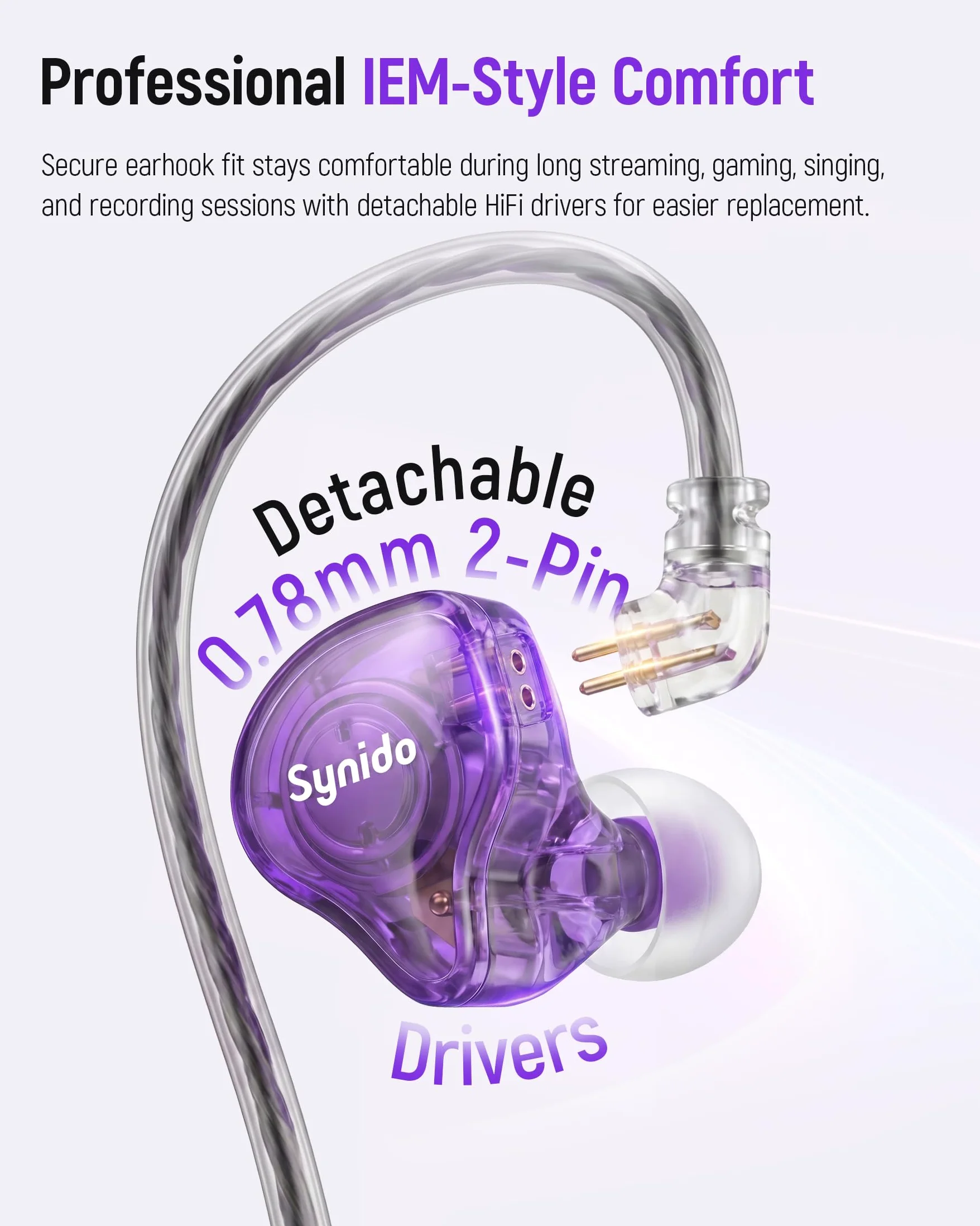Synido Scheda audio auricolare per cantare live streaming, monitoraggio in tempo reale, accompagnamento BT, microfono con riduzione del rumore, 4 modalità audio, compatibile con smartphone, tablet e