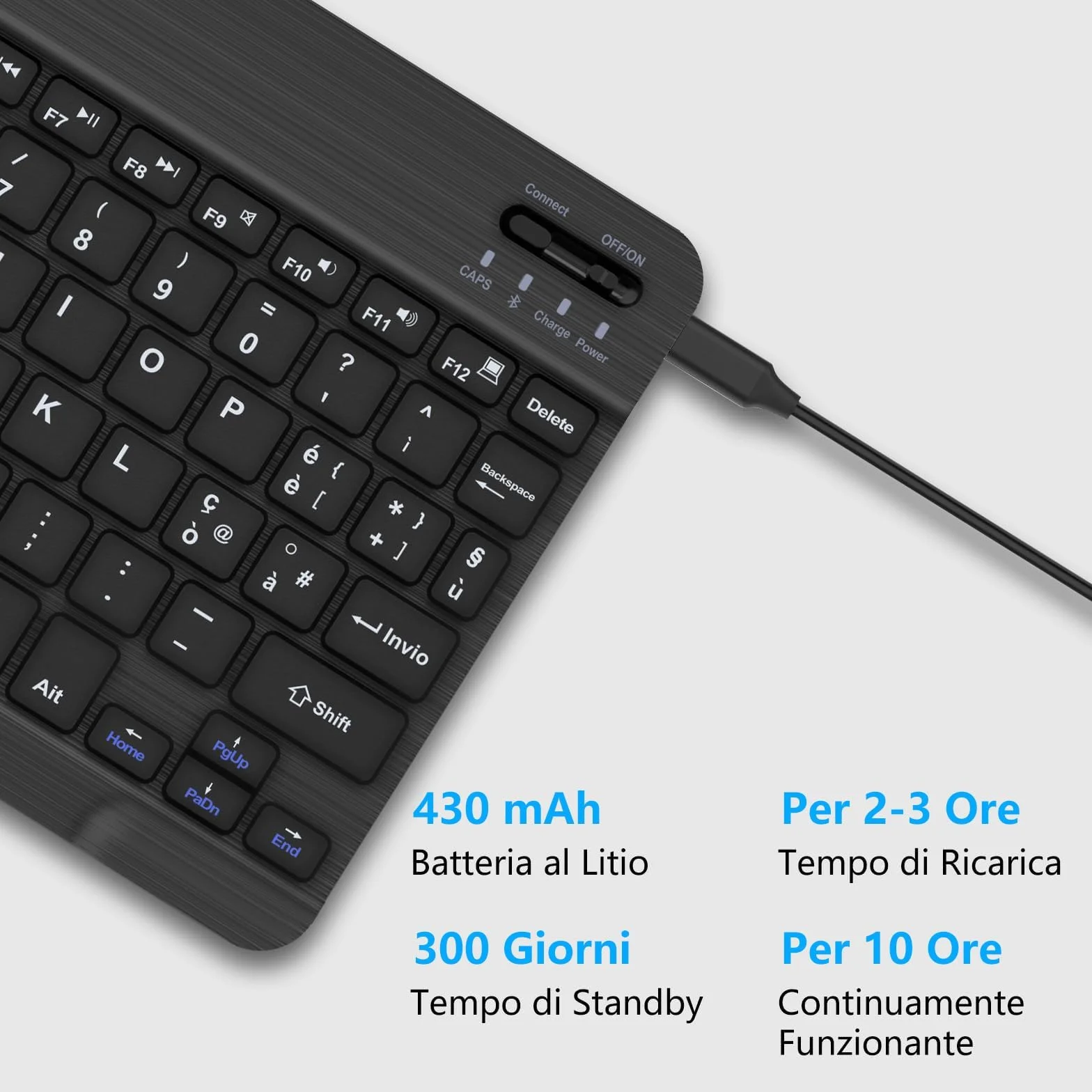 WINCHKING Bluetooth Tastiera per Tablet, Retroilluminata Tastiera wireless ultrasottile, Keyboard sottile e leggera per iPad, Android Samsung Tablet, Xiaomi Redmi Pad, Huawei, Lenovo Teblet, Nero