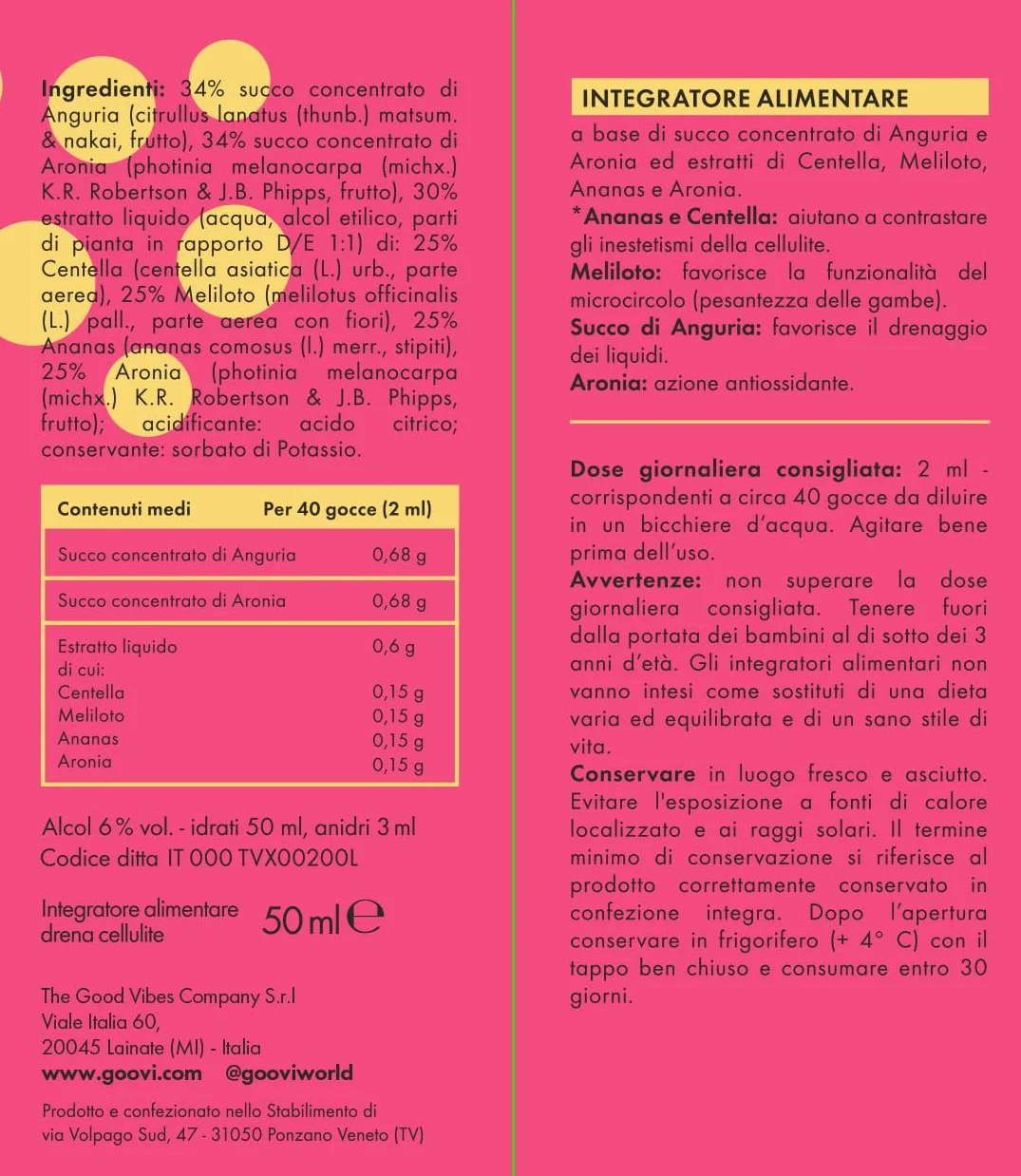 Goovi Shape Your Booty Integratore Alimentare Drena Cellulite 50 ml