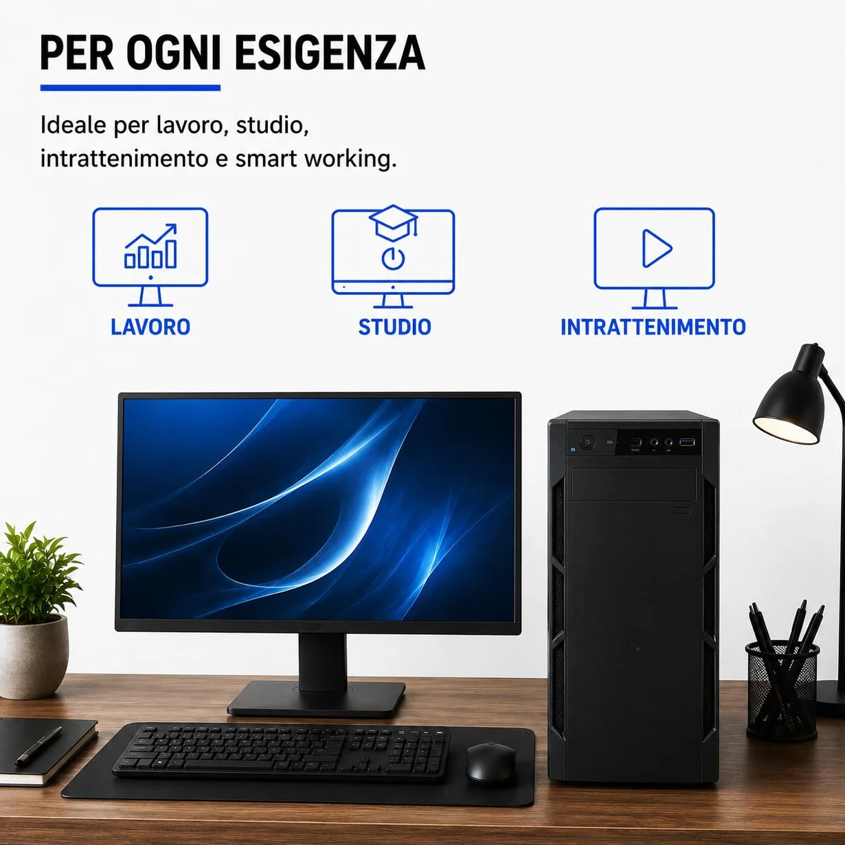 PC Fisso Desktop Intel Core i5-4th 16GB RAM DDR3 256GB + 512GB HDD Windows 11 Pro Office 365 USB 3.0