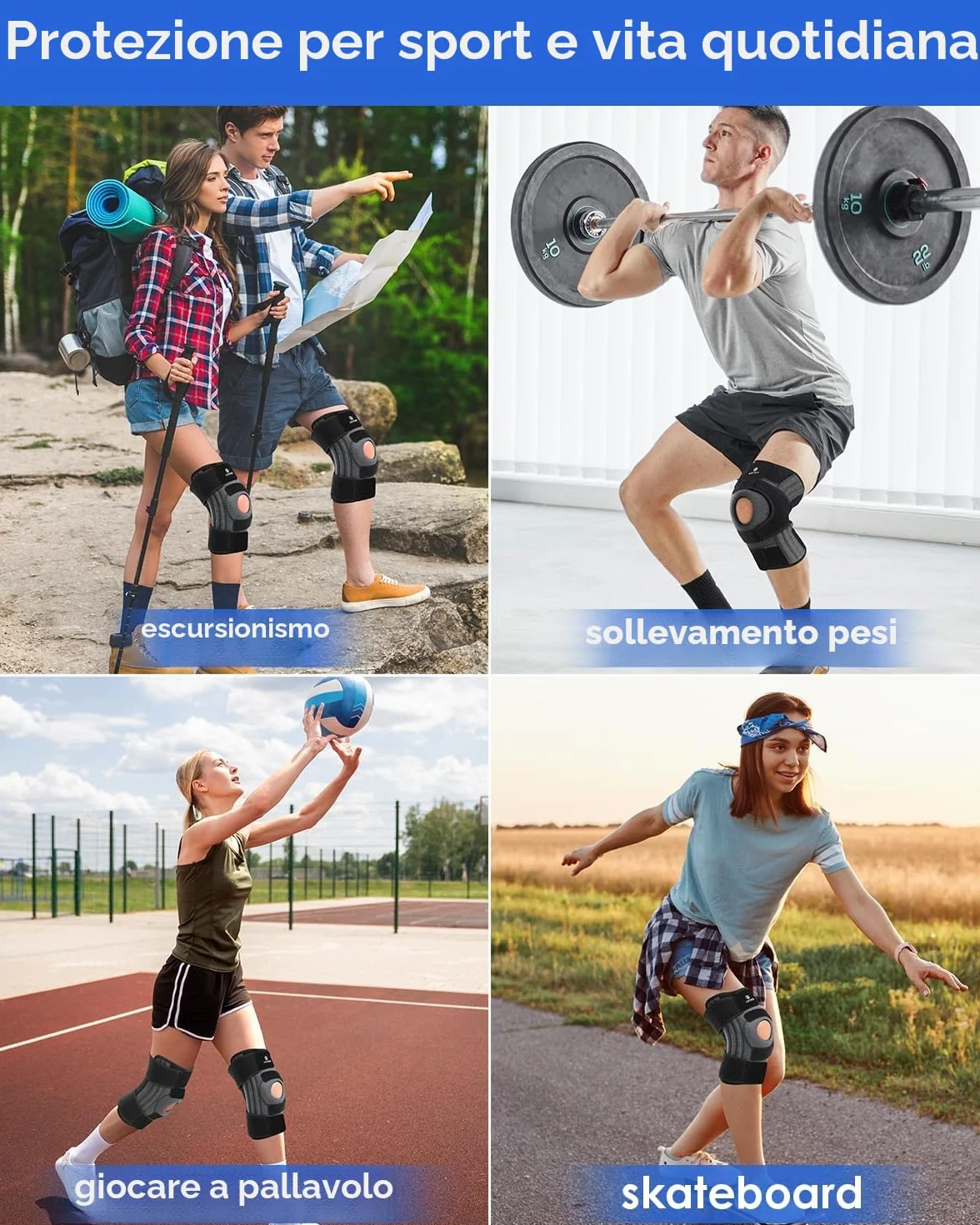 ABYON Ginocchiera Ortopedica Uomo Donna Artriti Menisco ACL Stabilizzatori Tripli Cintura Regolabile 360° Sollievo Dolore