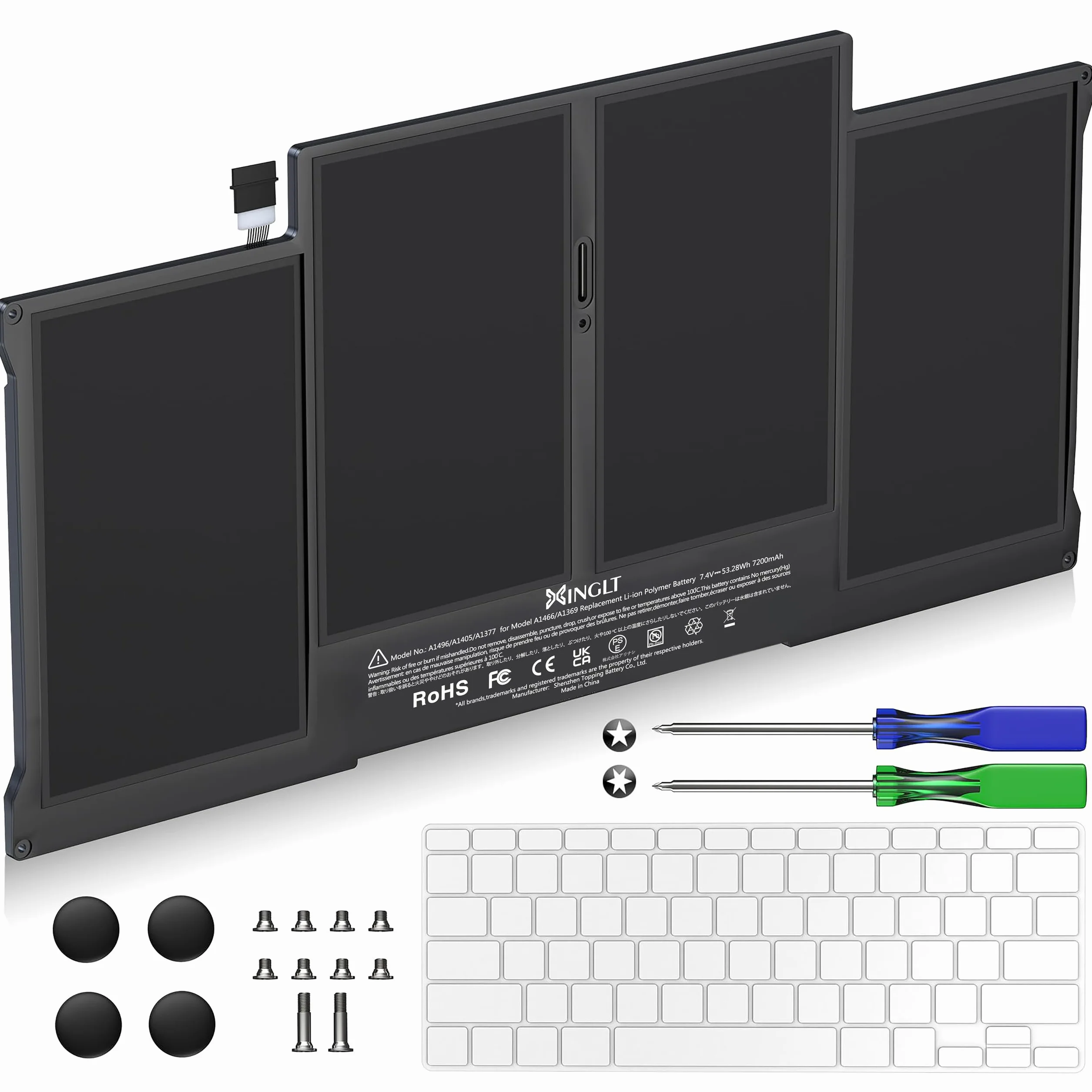 a1466 Batteria di ricambio per laptop MacBook Air 13'' A1466 Batteria (metà 2012,2013, inizio 2014, inizio 2015, 2017) A1369 (fine 2010, versione metà 2011), 7200 mAh, adatta per A1496 A1405 A1377
