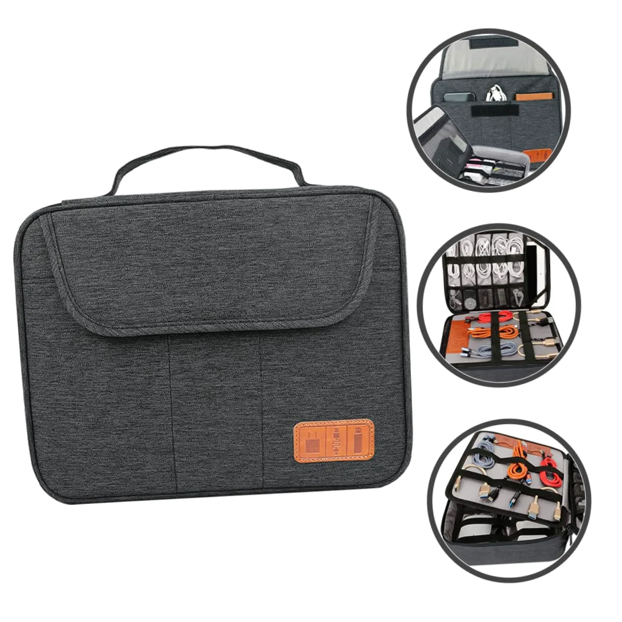 Organizer per Cavi Doppio con Maniglia Borsa da Viaggio per Accessori Elettronici Custodia Digitale Portatile Leggera Nero per Viaggi e Outdoor