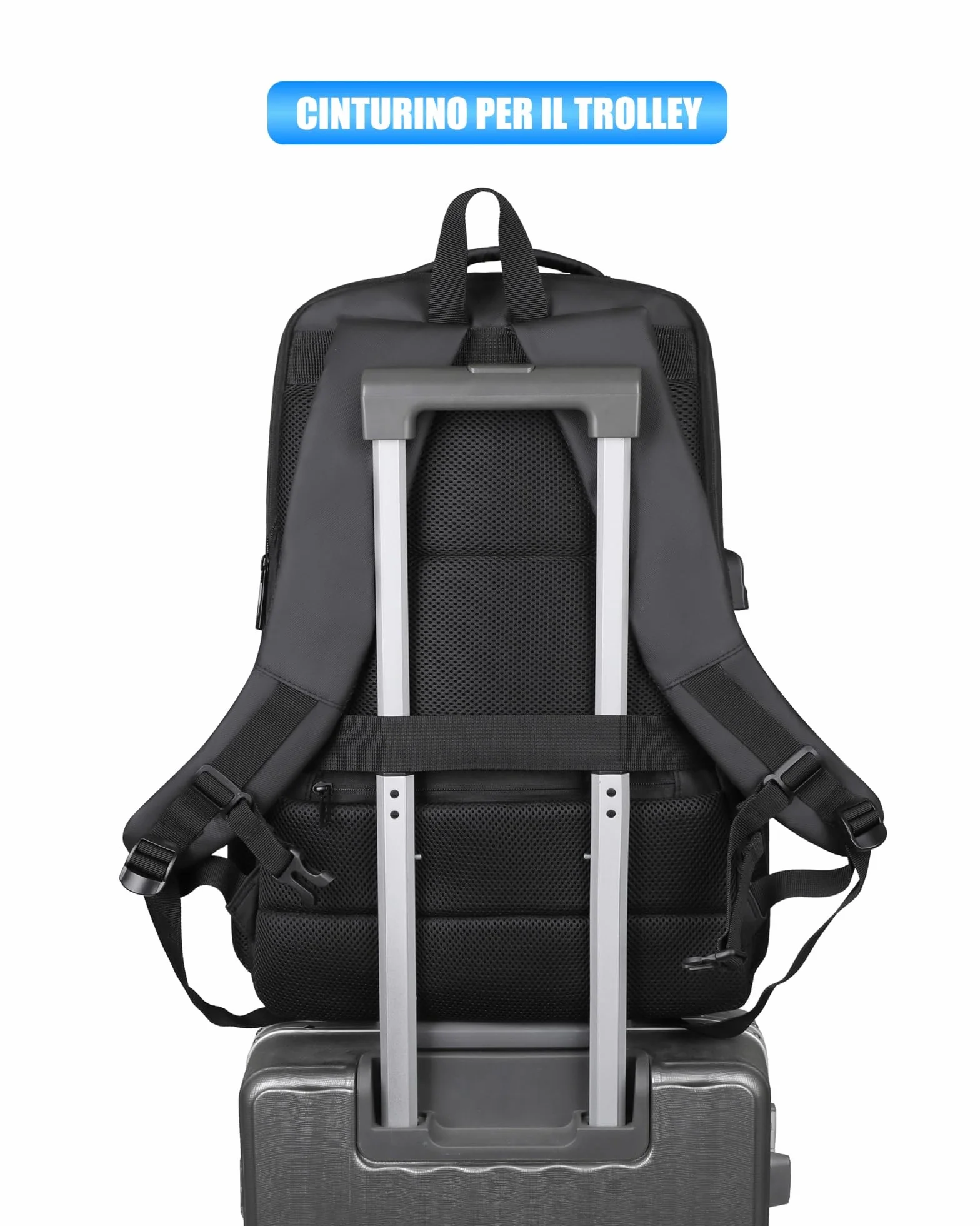 Zaino per Viaggio da Uomo Porta PC Estendibile Bagaglio Valigia Borsa Computer fino ai 17 pollici in Membrana PU Tasca impermeabile per Lavoro Trekking Escursione KM18