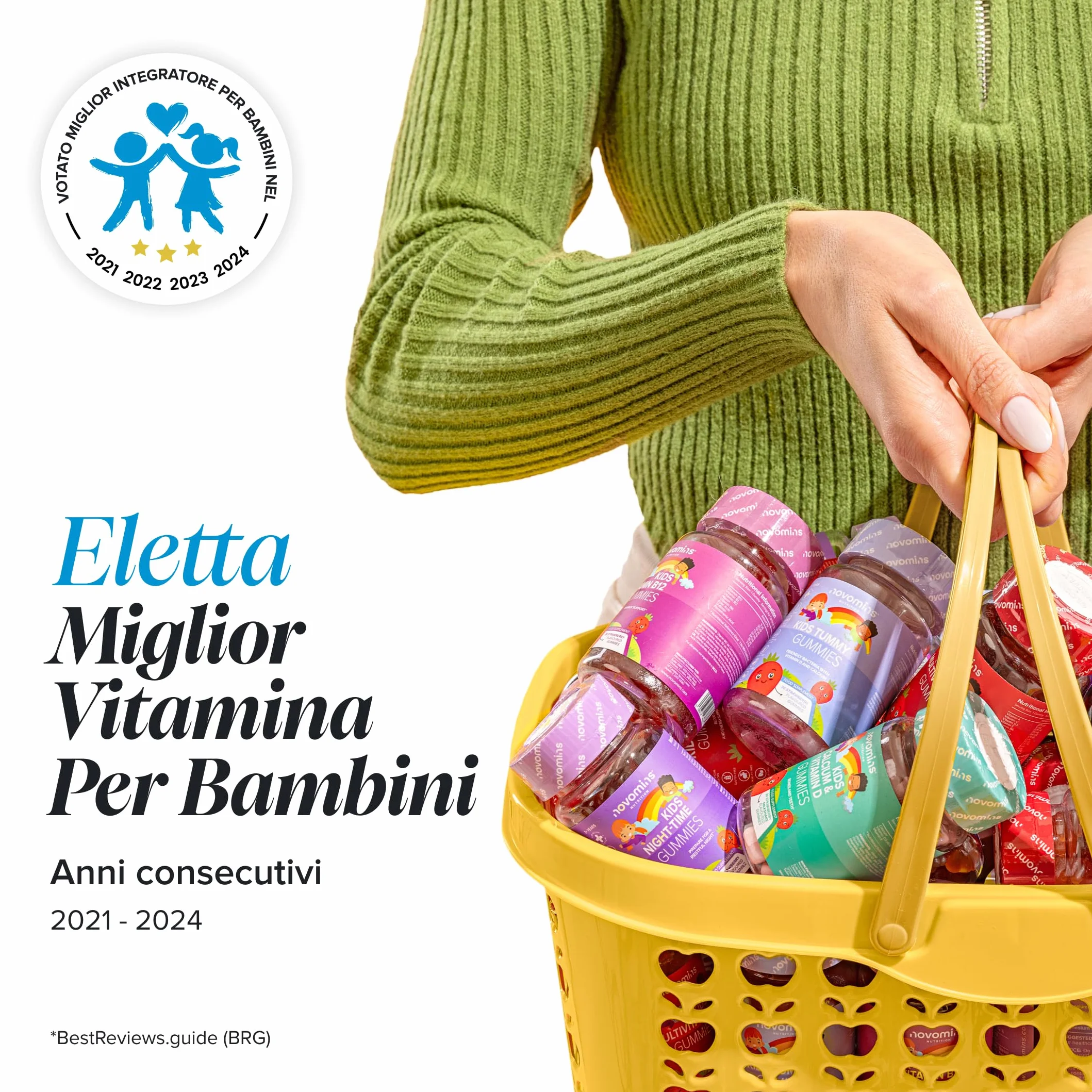 Novomins Omega 3 6 9 Vegan Gommose per Bambini con ALA Olio di Perilla 50mg Vitamine D ed E 30 Gusto Arancia