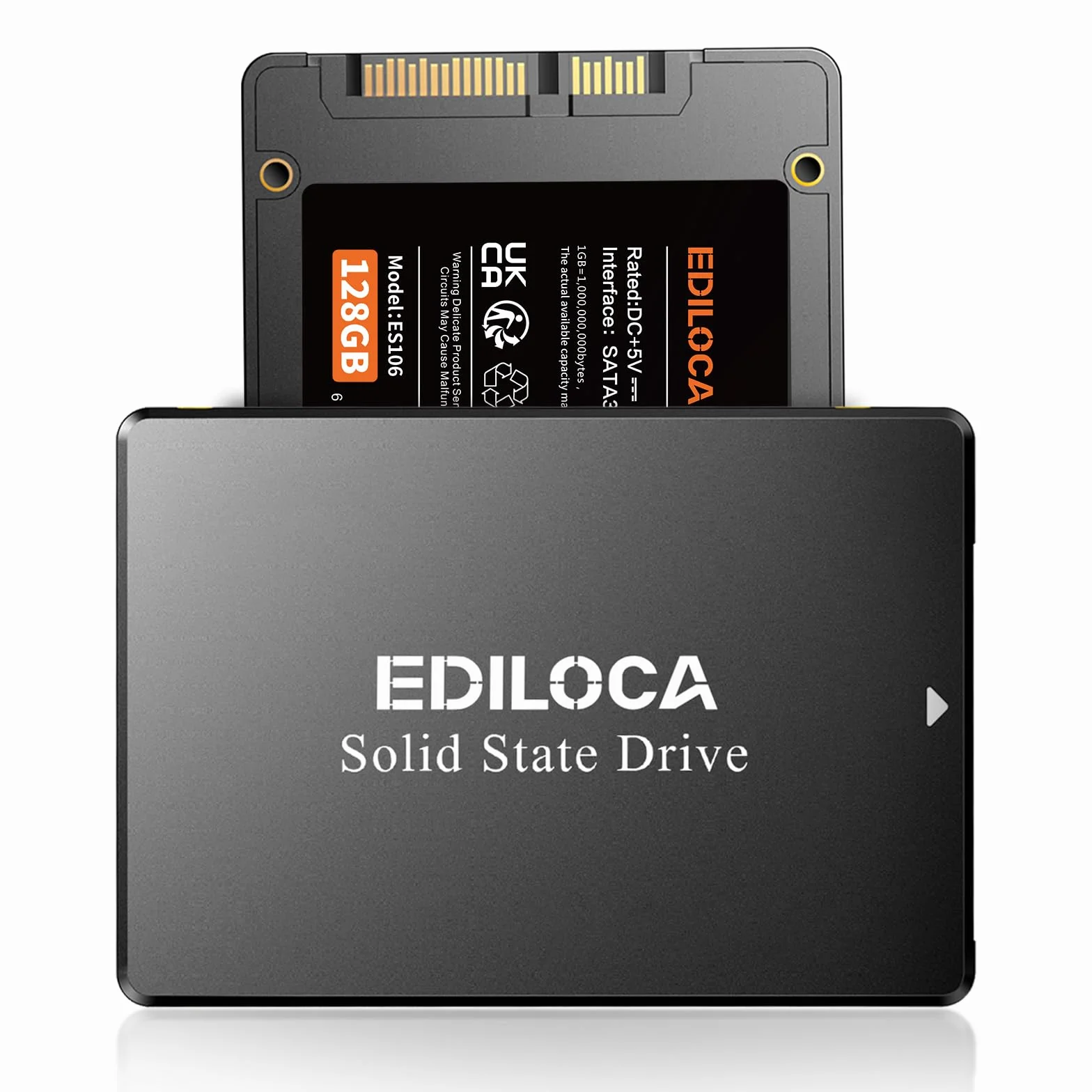 Ediloca ES106 128GB SSD SATA III 2.5" 3D NAND TLC Disco Rigido Interno, Fino a 500MB/s Lettura, Aggiorna Memoria PC o Laptop e Archiviazione (Nero)