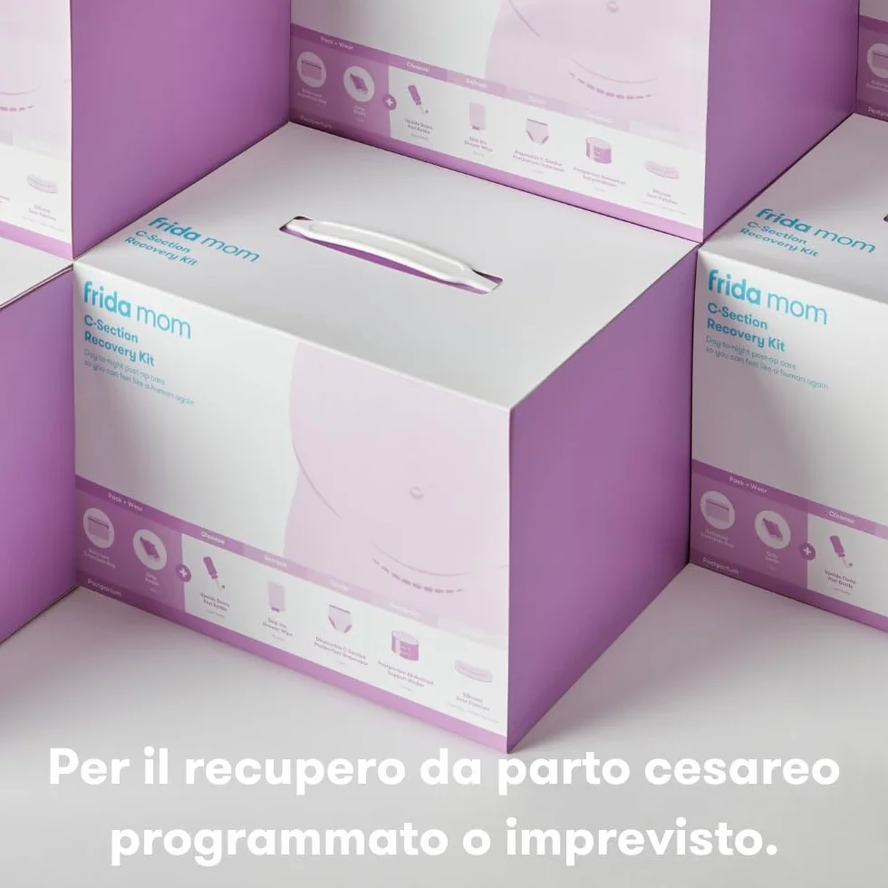 Frida Mom Kit Recupero Post-Parto Cesareo - Include Fascia, Biancheria Intima, Cerotti, Calzini, Peri Bottle, Salviette, Borsa