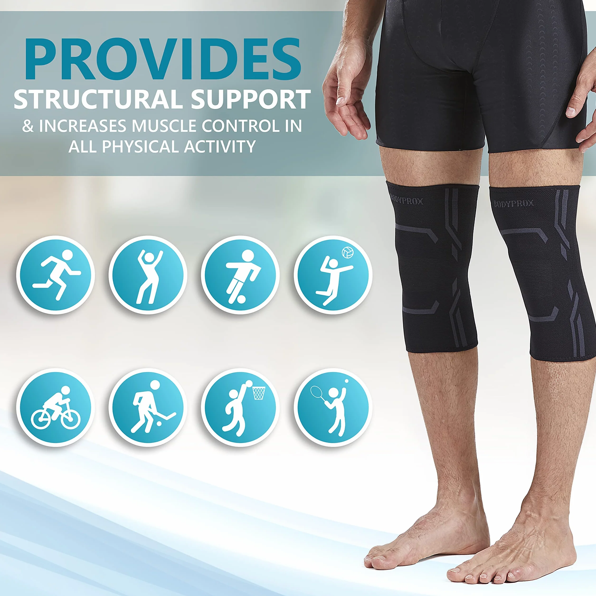 Bodyprox Ginocchiera a compressione uomo donna tutore ginocchio corsa allenamento M