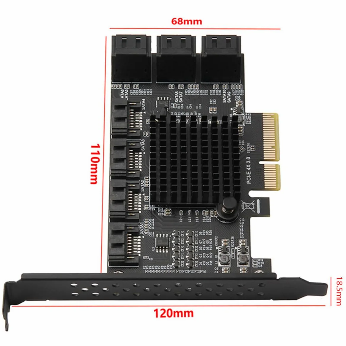 Housoutil Scheda Wifi Scheda di Espansione Pci-e X4 10 Porte Sata3.0 per PC Stabile e Veloce per Workstation e Computer Desktop