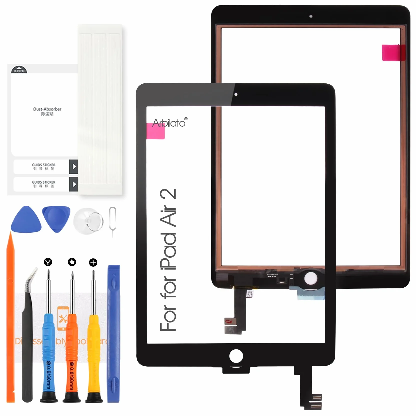 Schermo per iPad Air 2 9.7 A1566 A1567 Touch Screen per iPad Air 2nd Generazione Digitalizzatore Vetro Sensori Schermo Sostituzione Kit (nero)