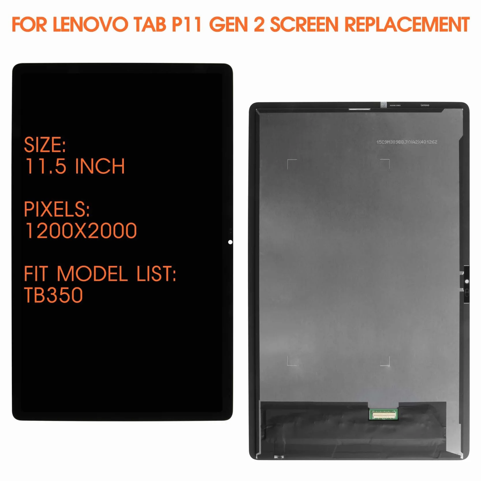 Display LCD per Lenovo Tab P11 Gen 2 Display LCD per Lenovo Tab P11 2022 TB350FU TB350XU TB350 11,5 Pollici Schermo di Ricambio Touch Screen Assembly con Riparazione, Nero