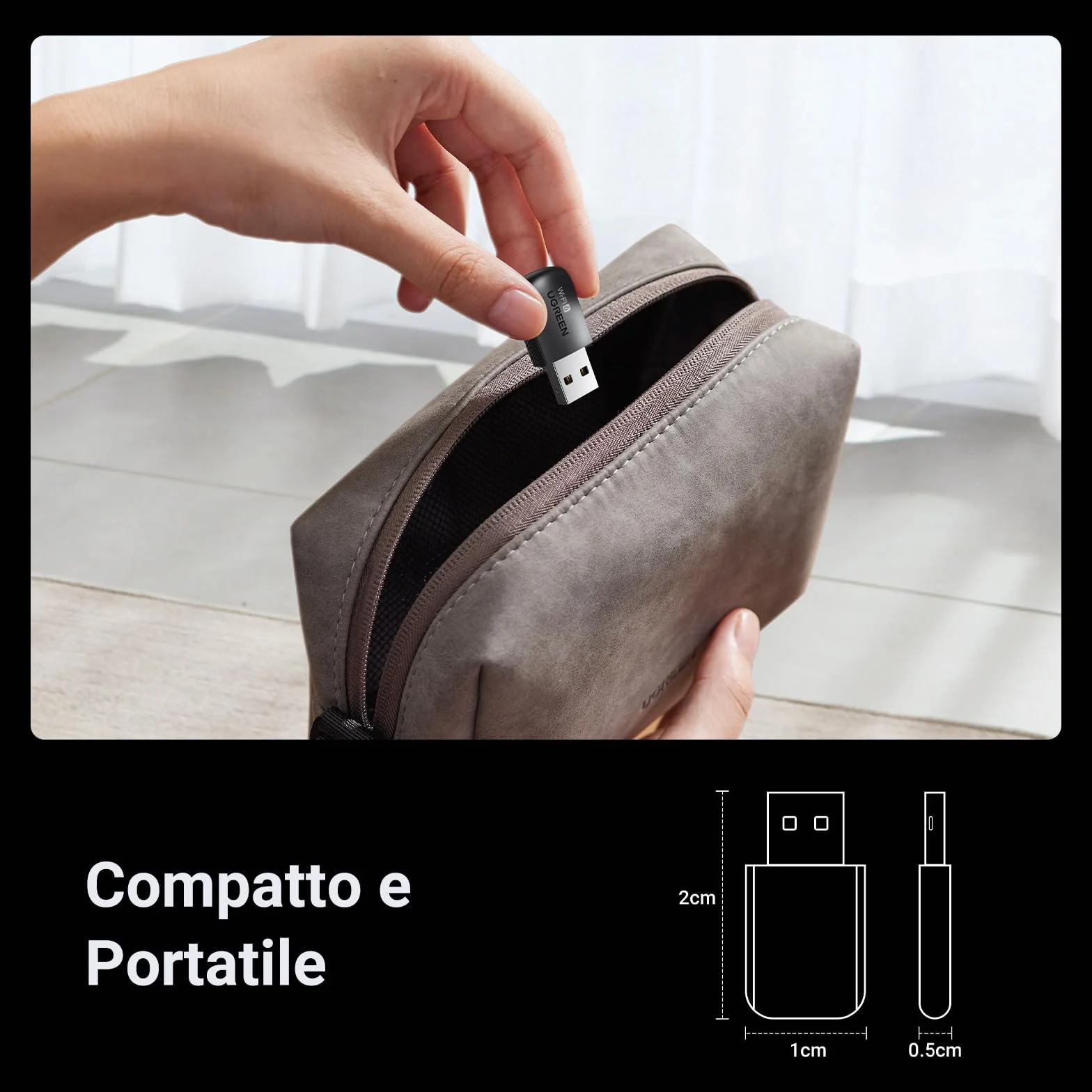 UGREEN Adattatore WiFi 6 AX900Mbps Chiavetta WiFi USB 3.0 Dual Band 5GHz 2.4GHz Antenna WPA2 Soft AP Modalità Dongle Wireless Pincho per PC Compatibile con Windows 11 10