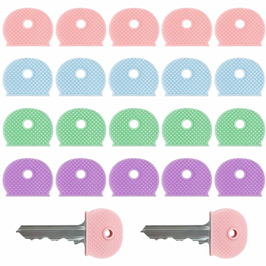 Copritasti colorati in silicone da 20 pezzi, copritasti flessibili, copritasti, copritasti in silicone, copritasti semicircolari per una facile identificazione del portachiavi