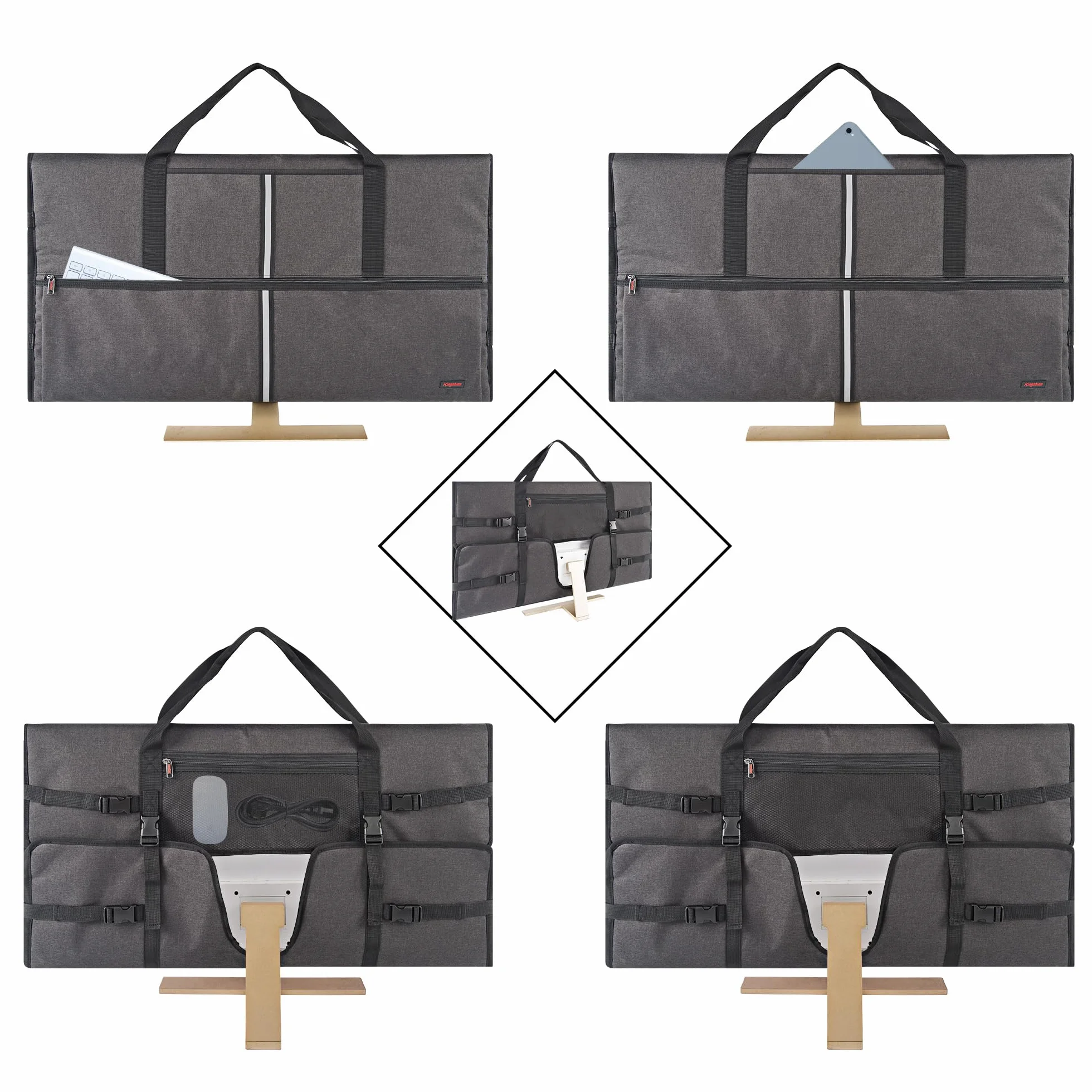 Borsa da viaggio compatibile con computer desktop All-in-One da 32" e monitor da 32" (grigio scuro)