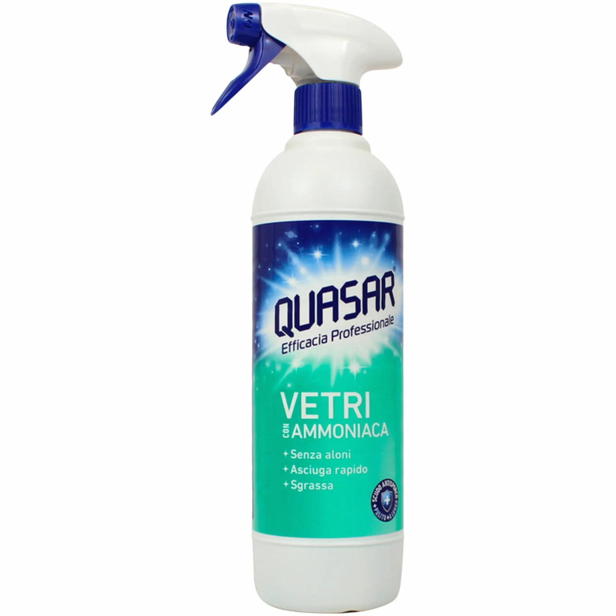 Quasar VETRI Set Pulizia Detergente Senza Aloni 580ml + Panno Microfibra Multiuso SOFT 33x33