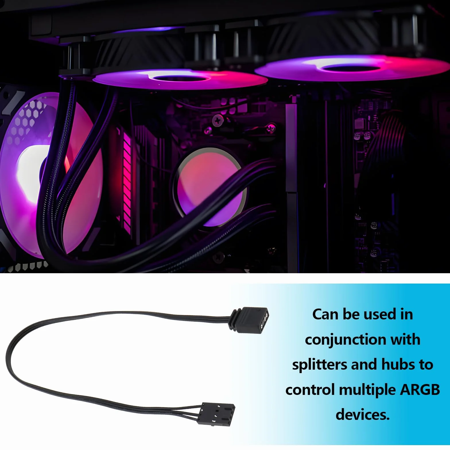 2 connettori adattatori ARGB da 25 cm a 4 pin RGB a standard 5 V a 3 pin ARGB compatibile con adattatore controller nave pirata QL LL120 ICUE Shenguang Sync