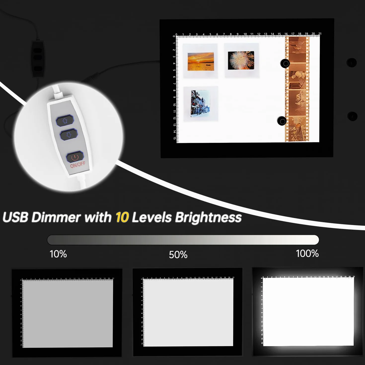 Scanner per Diapositive Tavoletta Luminosa 21x15 cm 5600K dimmerabile retroilluminazione