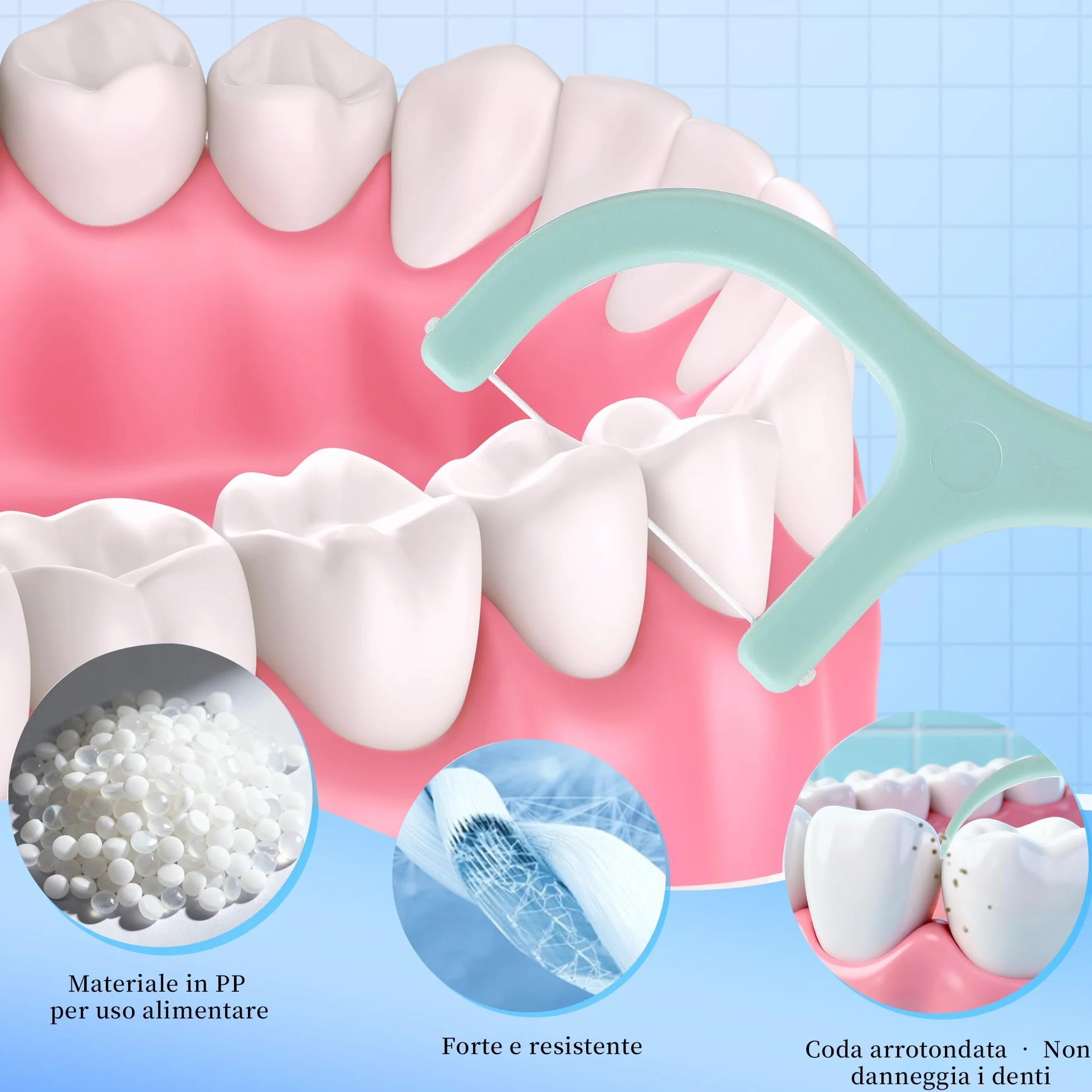 Filippo Bianchini Filo Interdentale Gusto Menta 150 Pezzi Bastoncini Portatili Cura Dentistica
