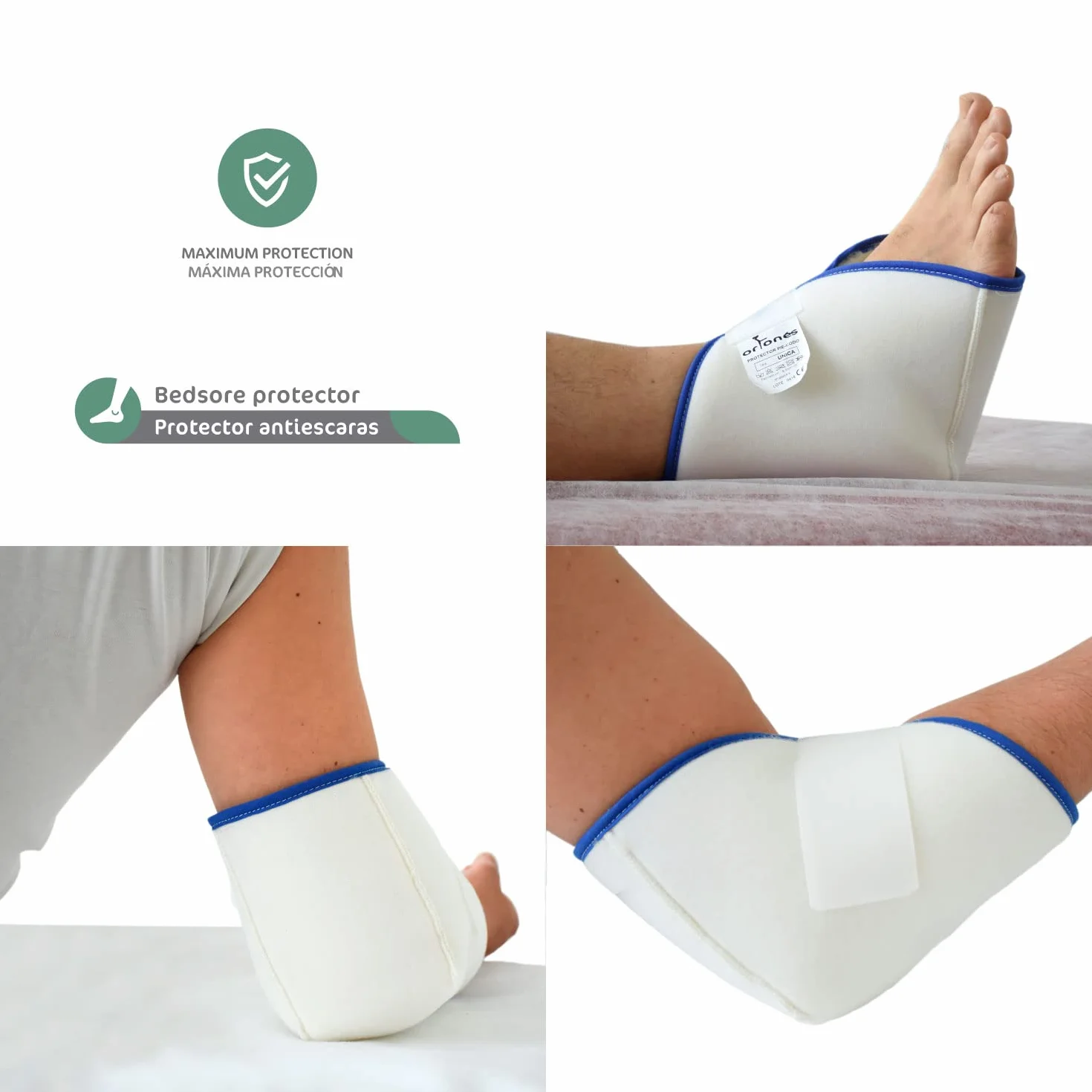 Talloniere Antidecubito Coppia Protettori Tallone Piede Gomito Prevenzione Piaghe Ulcere Pressione Bianco