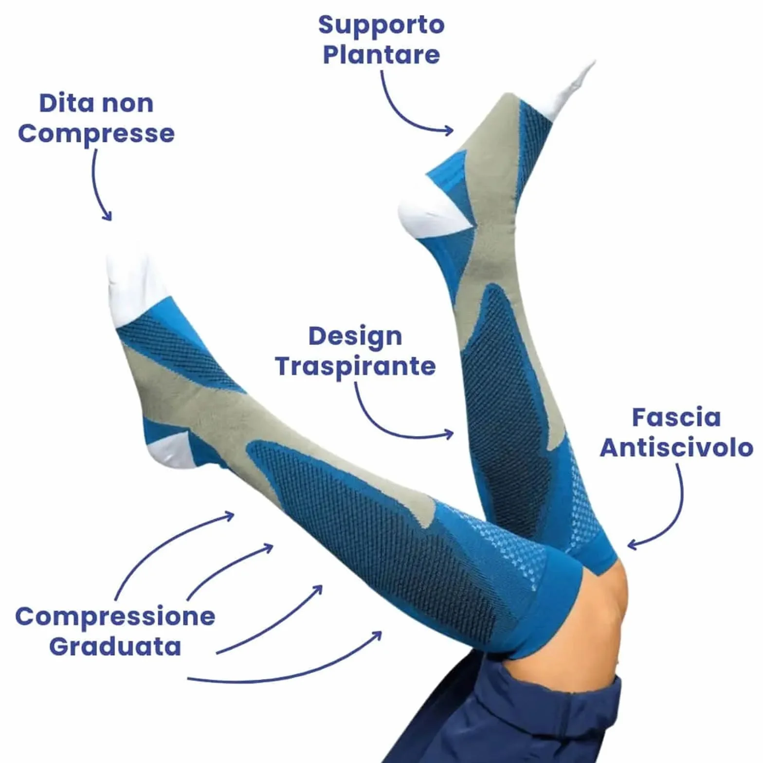 Calze Compressive a Compressione Progressiva Unisex L-XL Nero