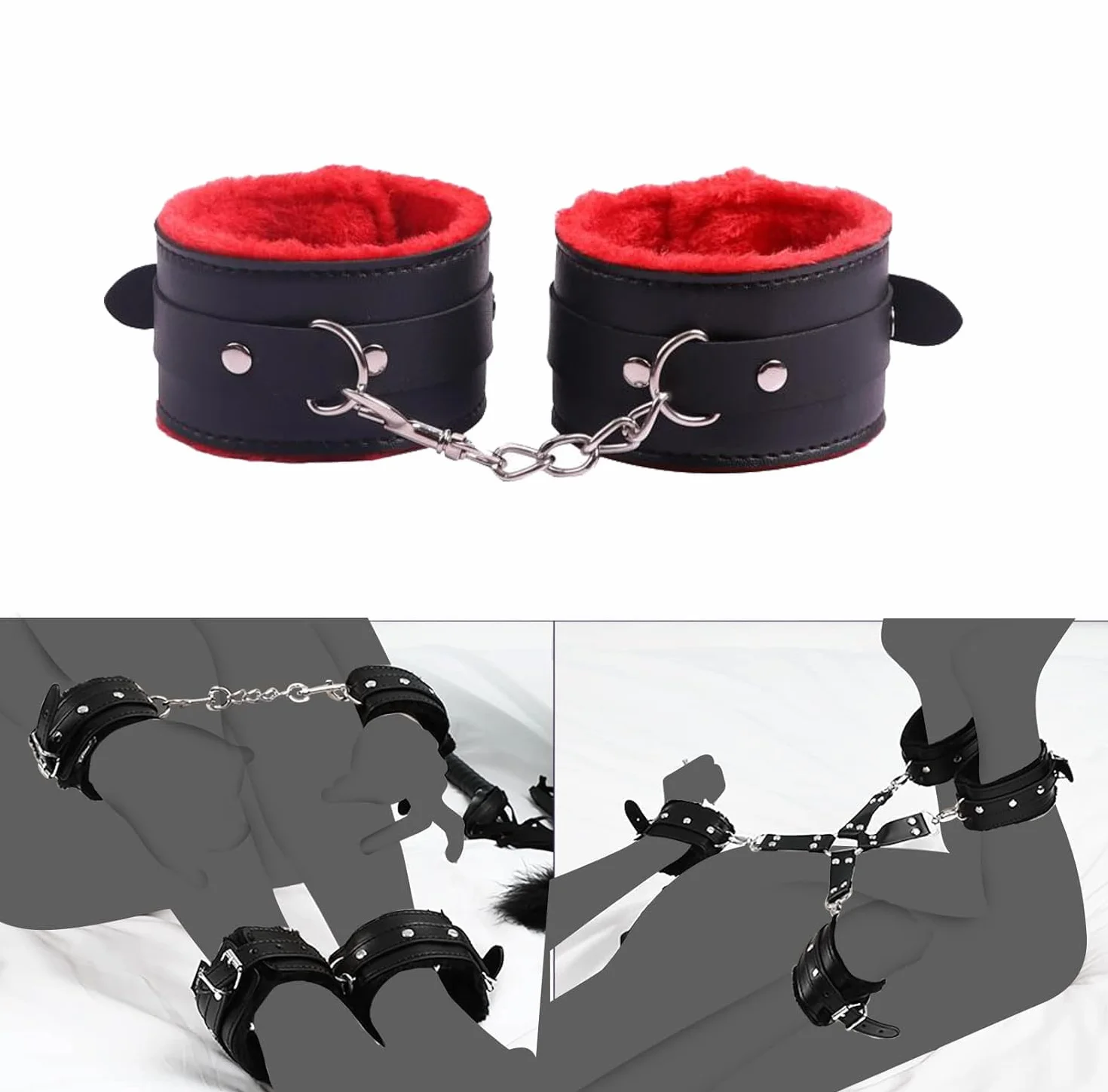 Set Bondage SM per Coppie Set Completo con Benda Plug Anale Palla da Bocca Frusta di Piume d'Oca Giocattolo Bondage Premium Kit SM Estremo